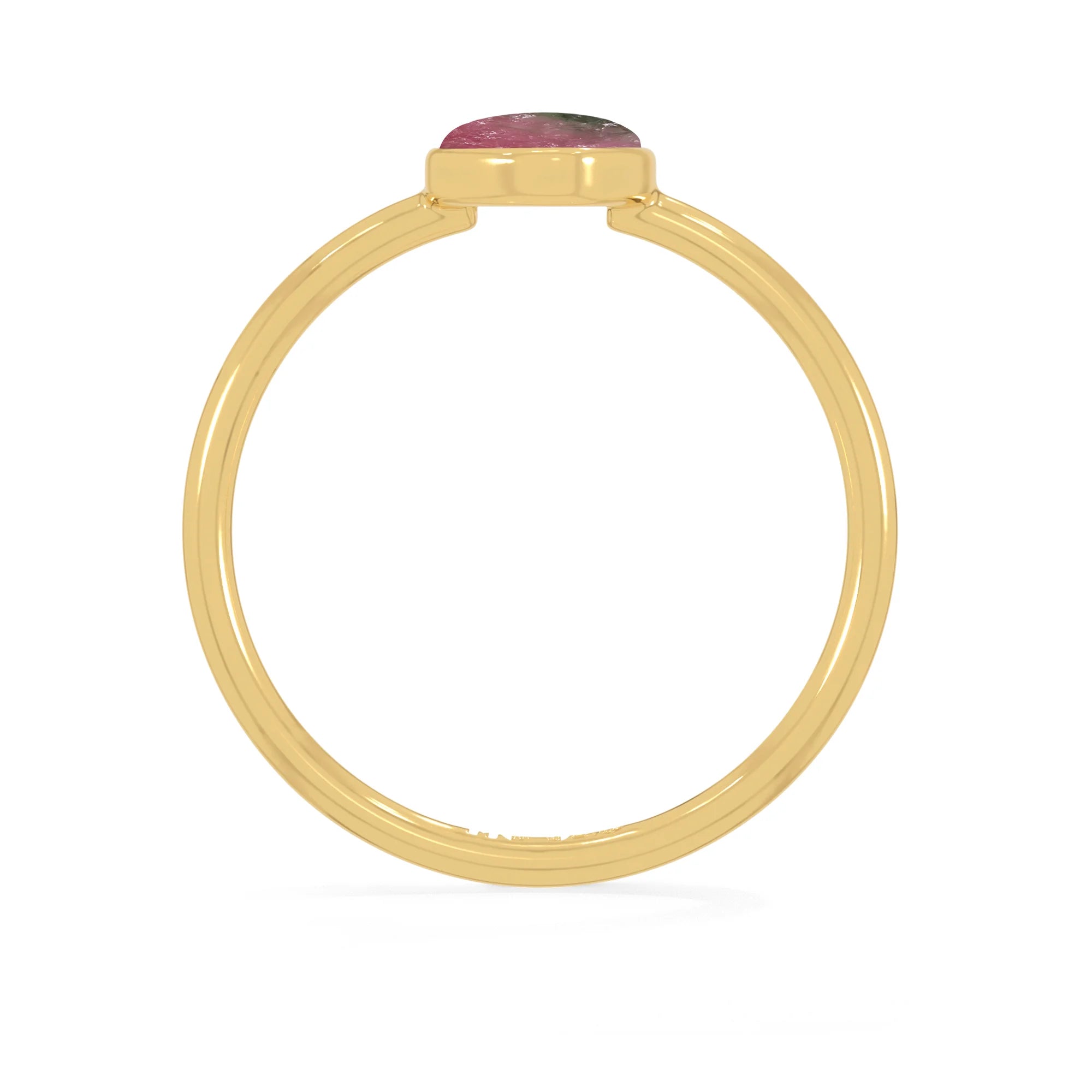 watermelon tourmaline stackable bezel-set ring