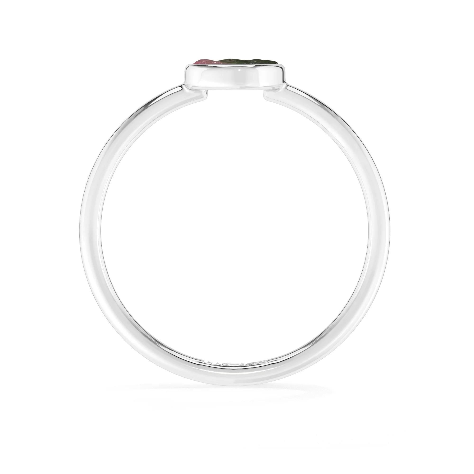 watermelon tourmaline stackable bezel-set ring