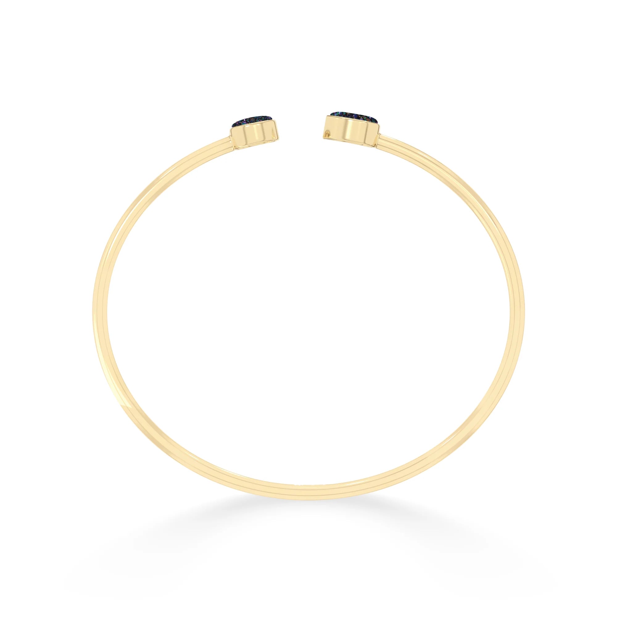 Natural Cab Multi Titanium Druzy Pear-Round Shape Twister Bracelets for Women in 18K Gold Vermeil