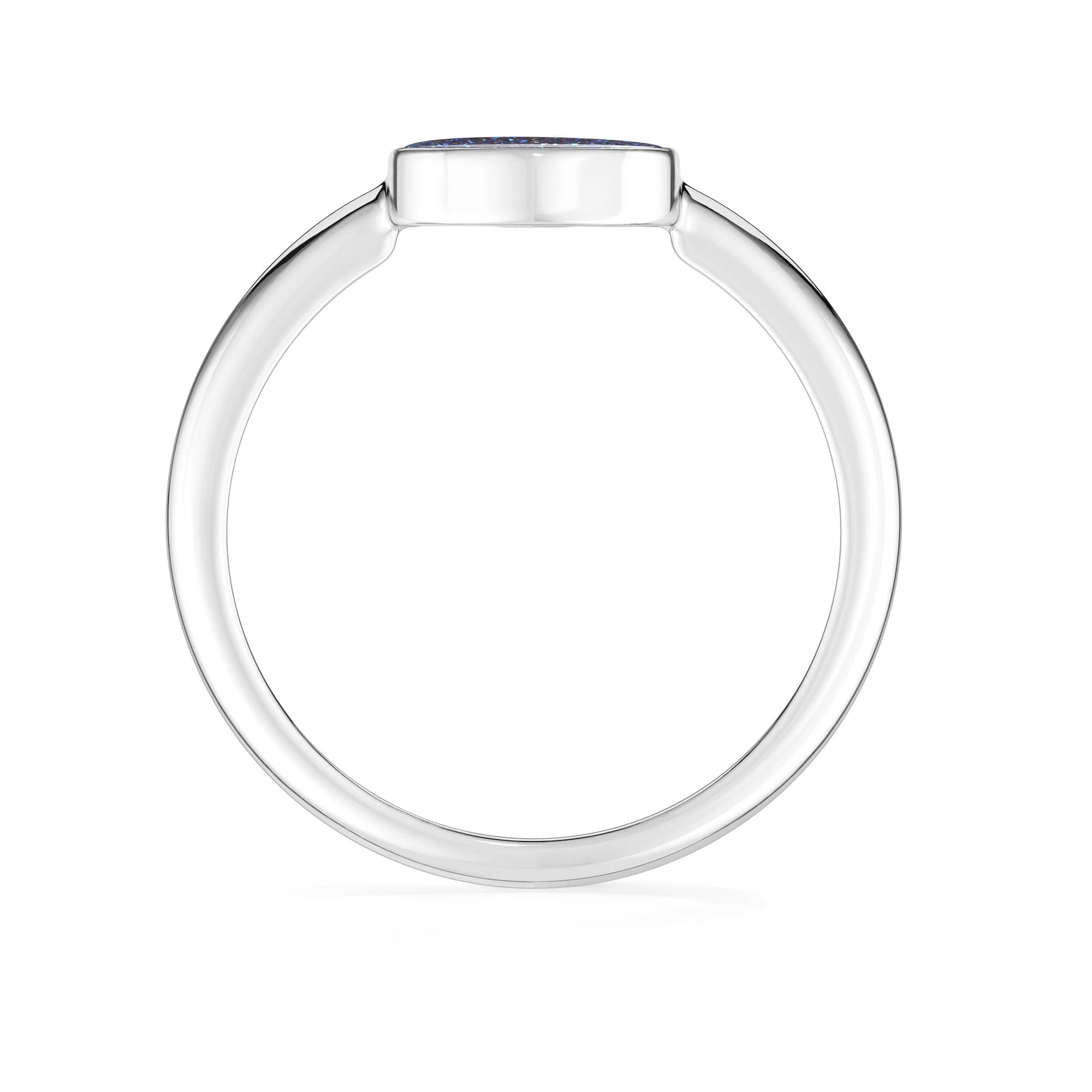 titanium druzy blue bezel-set ring