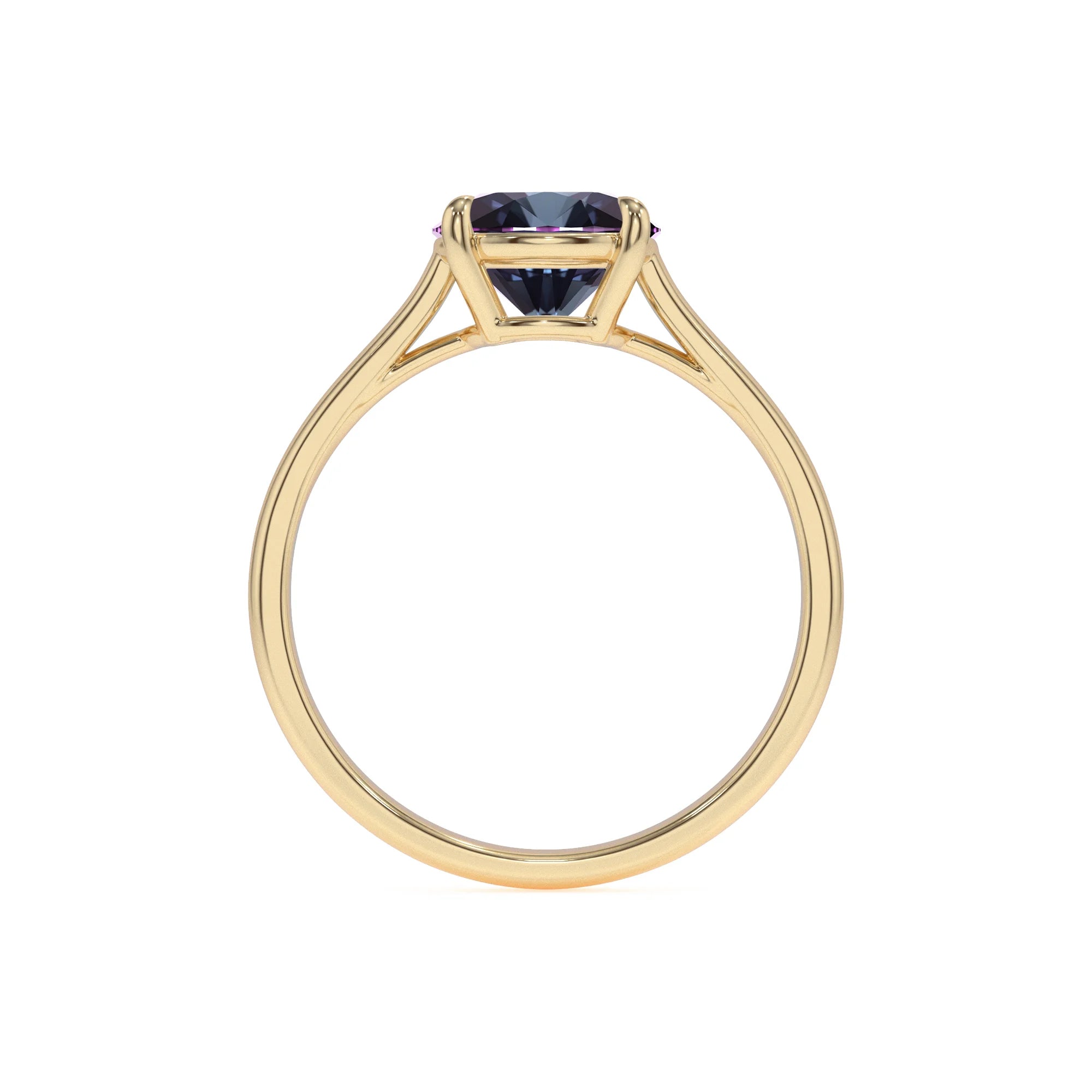 Lab Grown Alexandrite Round Solitaire Engagement Rings