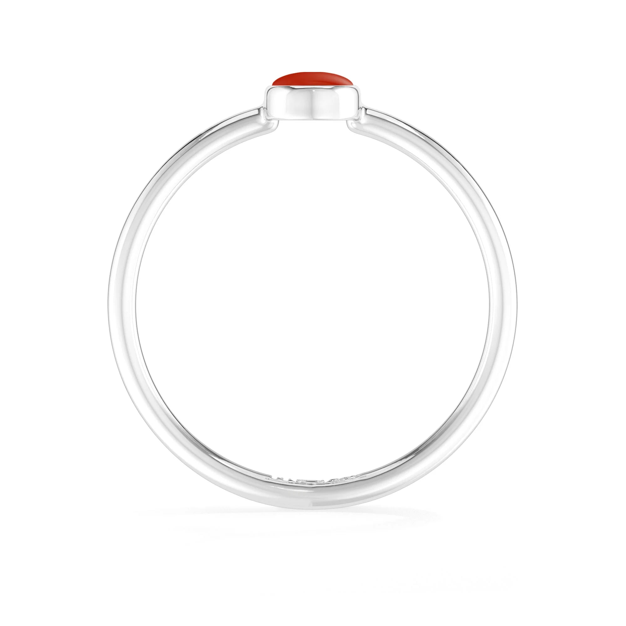 red coral bezel-set ring