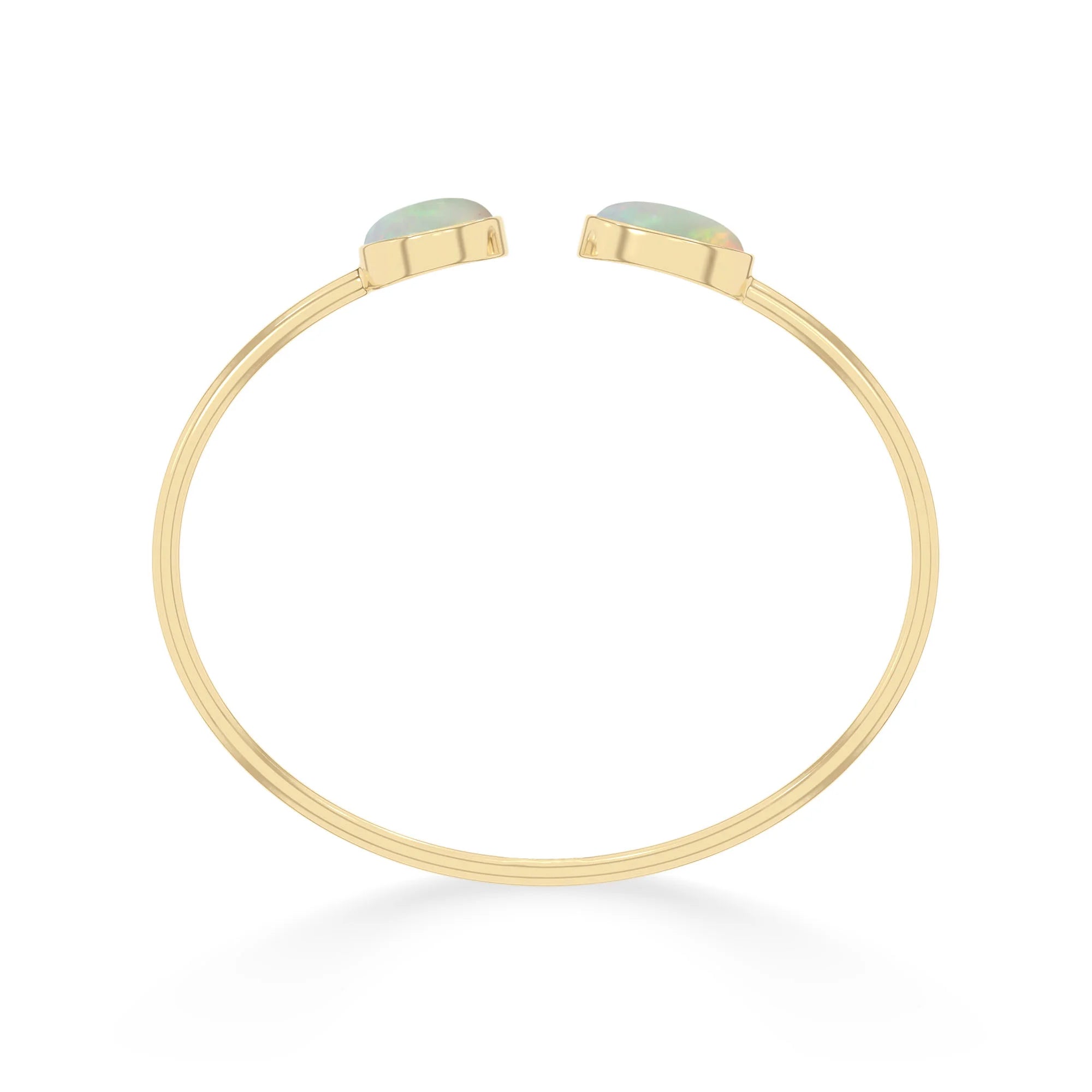 Natural Cab Ethiopian Opal Oval-Round Shape Twister Bracelets for Women in 18K Gold Vermeil