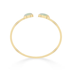 Natural Cab Ethiopian Opal Oval-Round Shape Twister Bracelets for Women in 18K Gold Vermeil