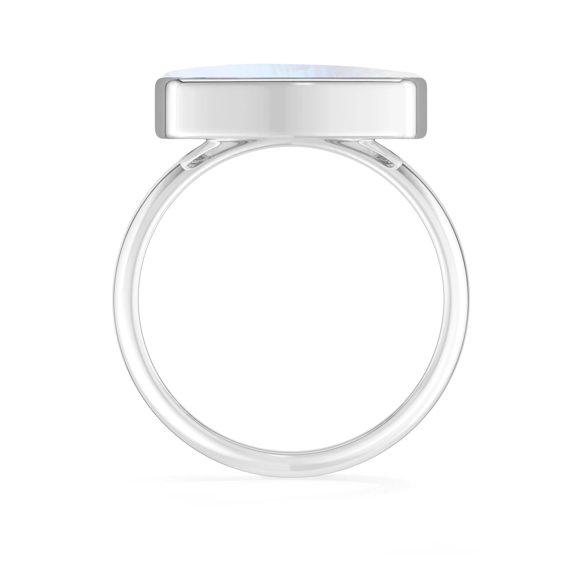 rainbow-moonstone bezel-set ring