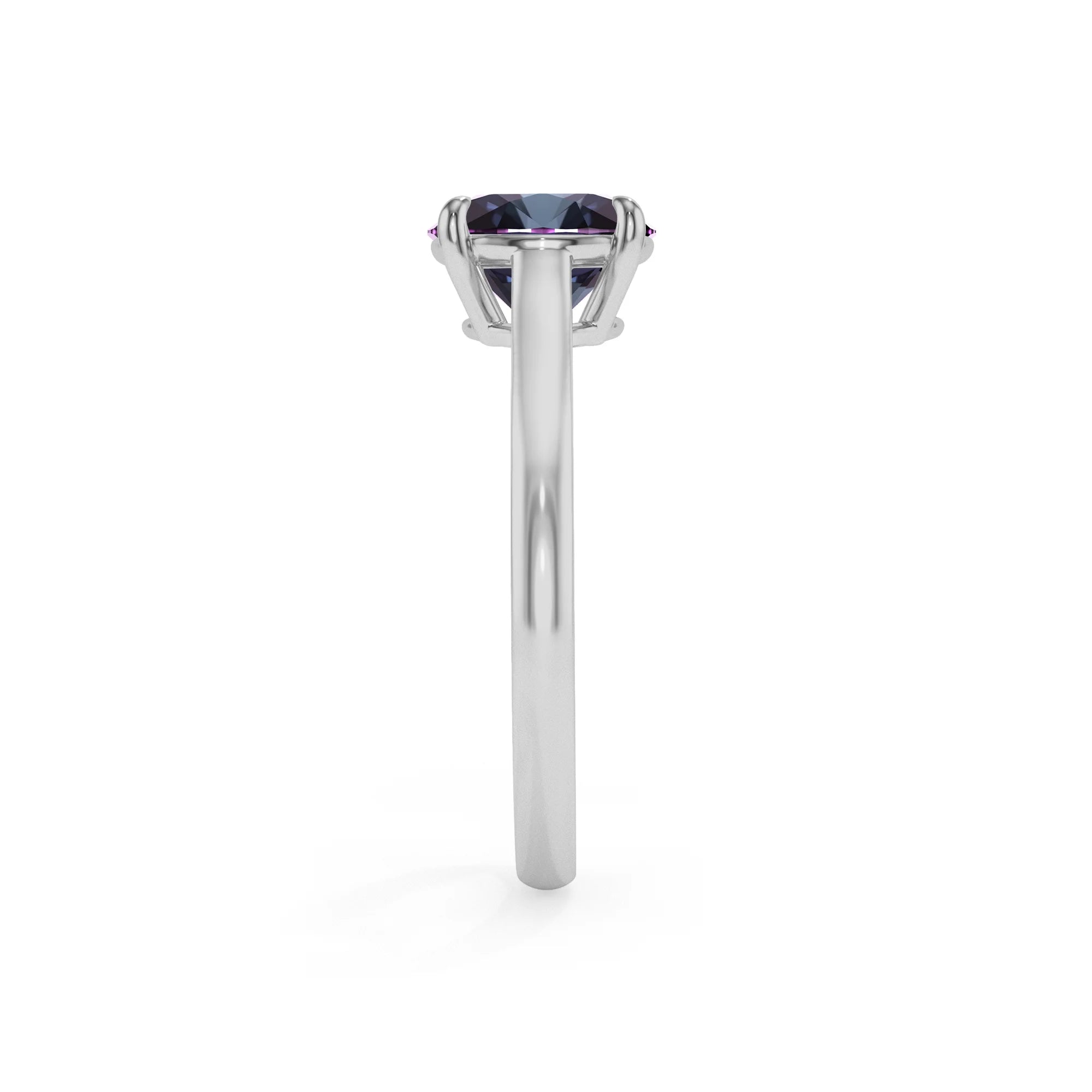Lab Grown Alexandrite Round Solitaire Engagement Rings