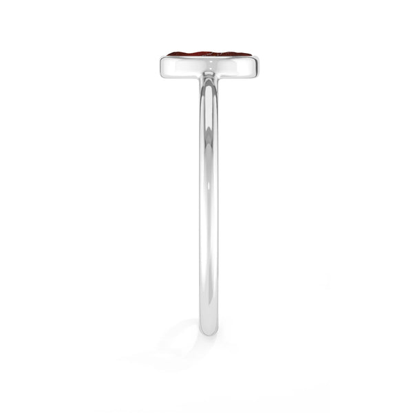 red garnet stackable bezel-set ring