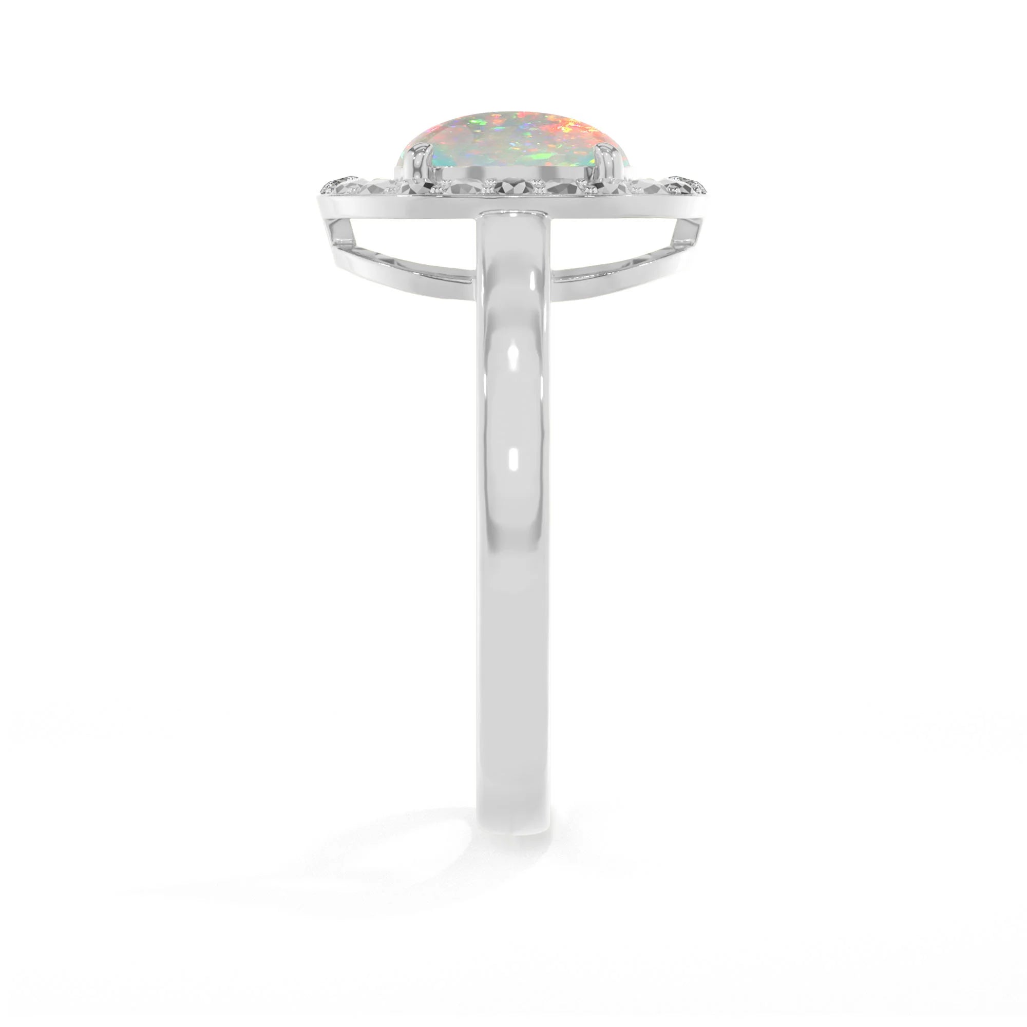 ethiopian-opal stackable prong-set ring