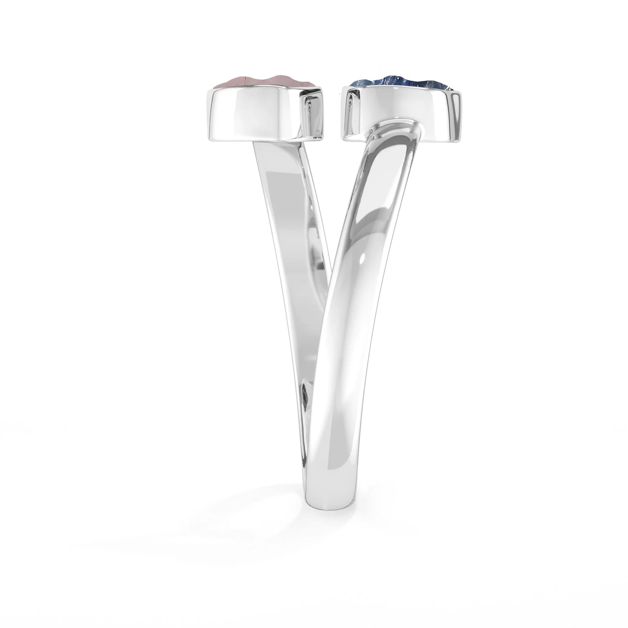 morganite-blue sapphire bezel-set ring