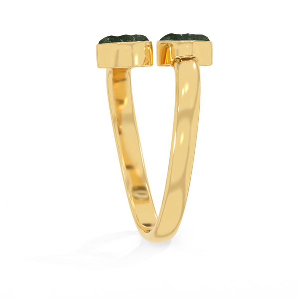 moldavite bezel-set ring