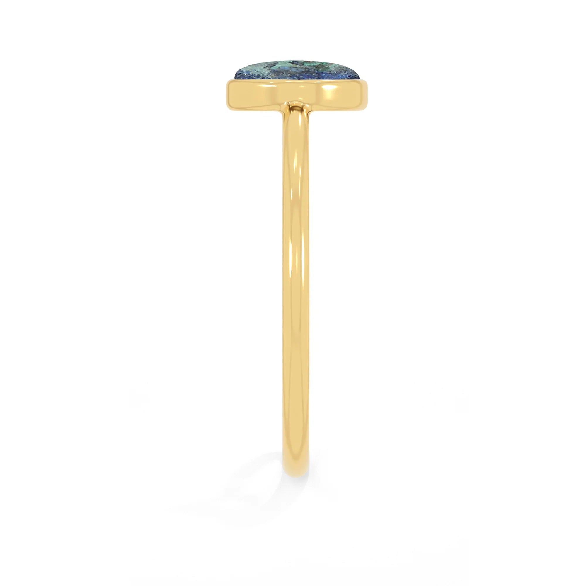 azurite malachite stackable bezel-set ring