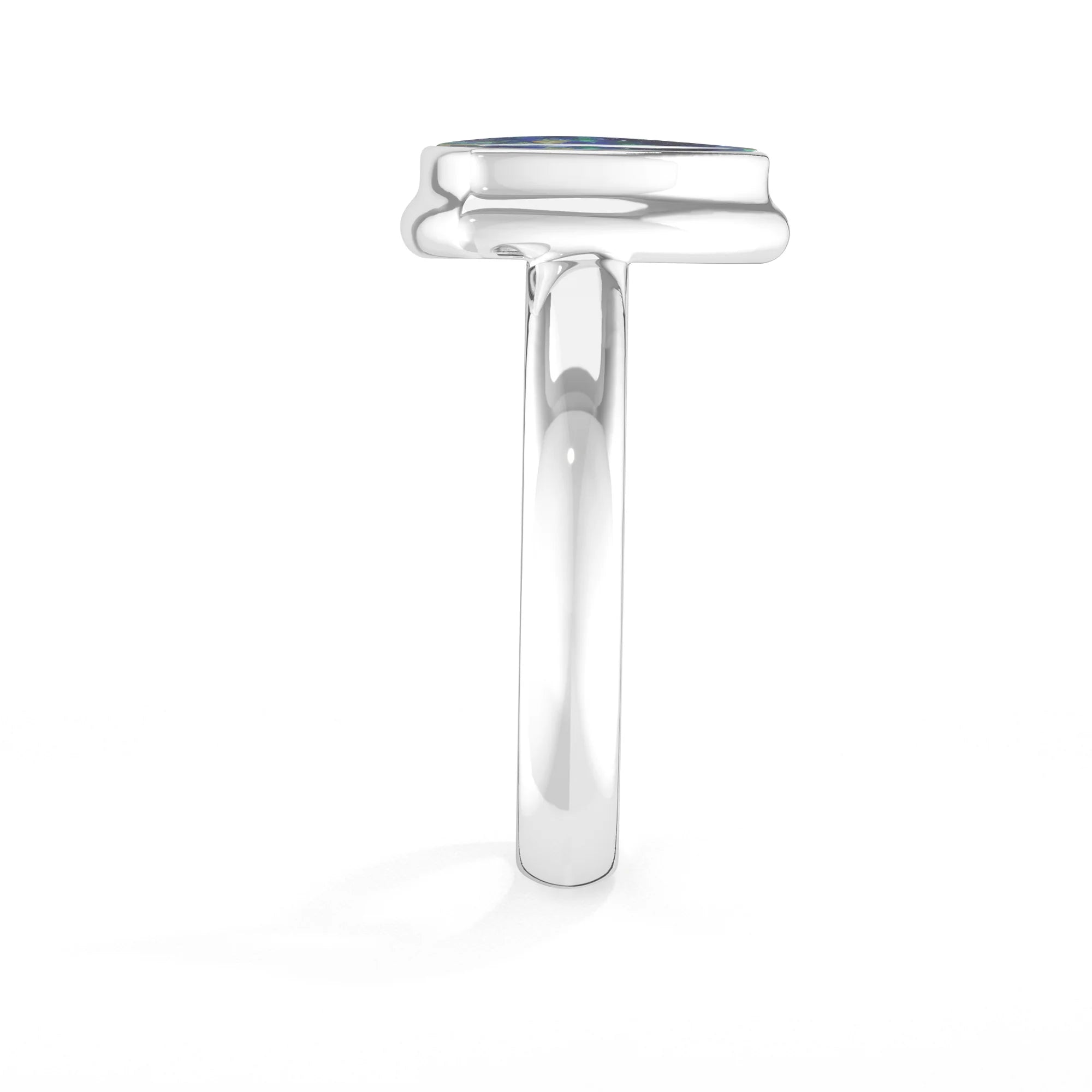 azurite malachite bezel-set ring