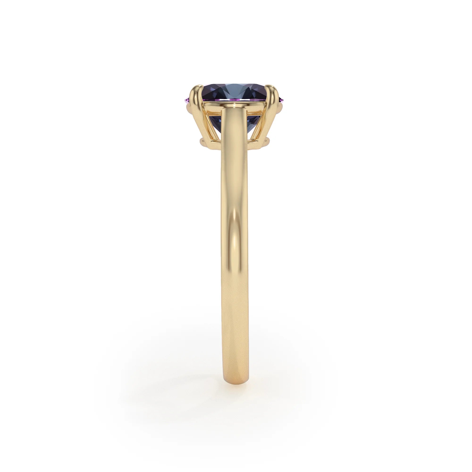 Lab Grown Alexandrite Round Solitaire Engagement Rings