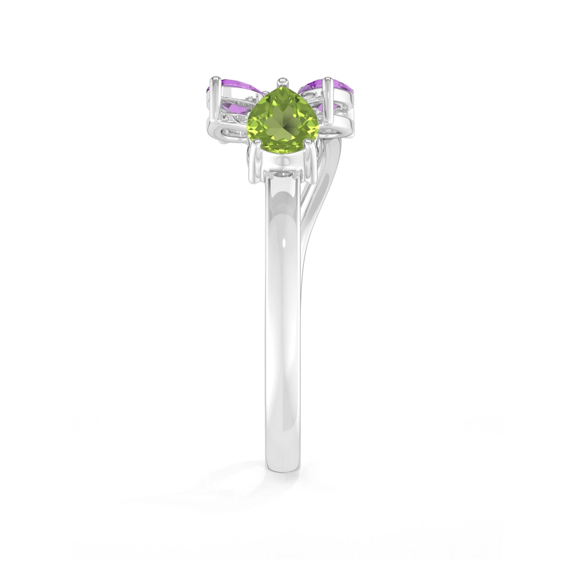 natural peridot & amethyst ring