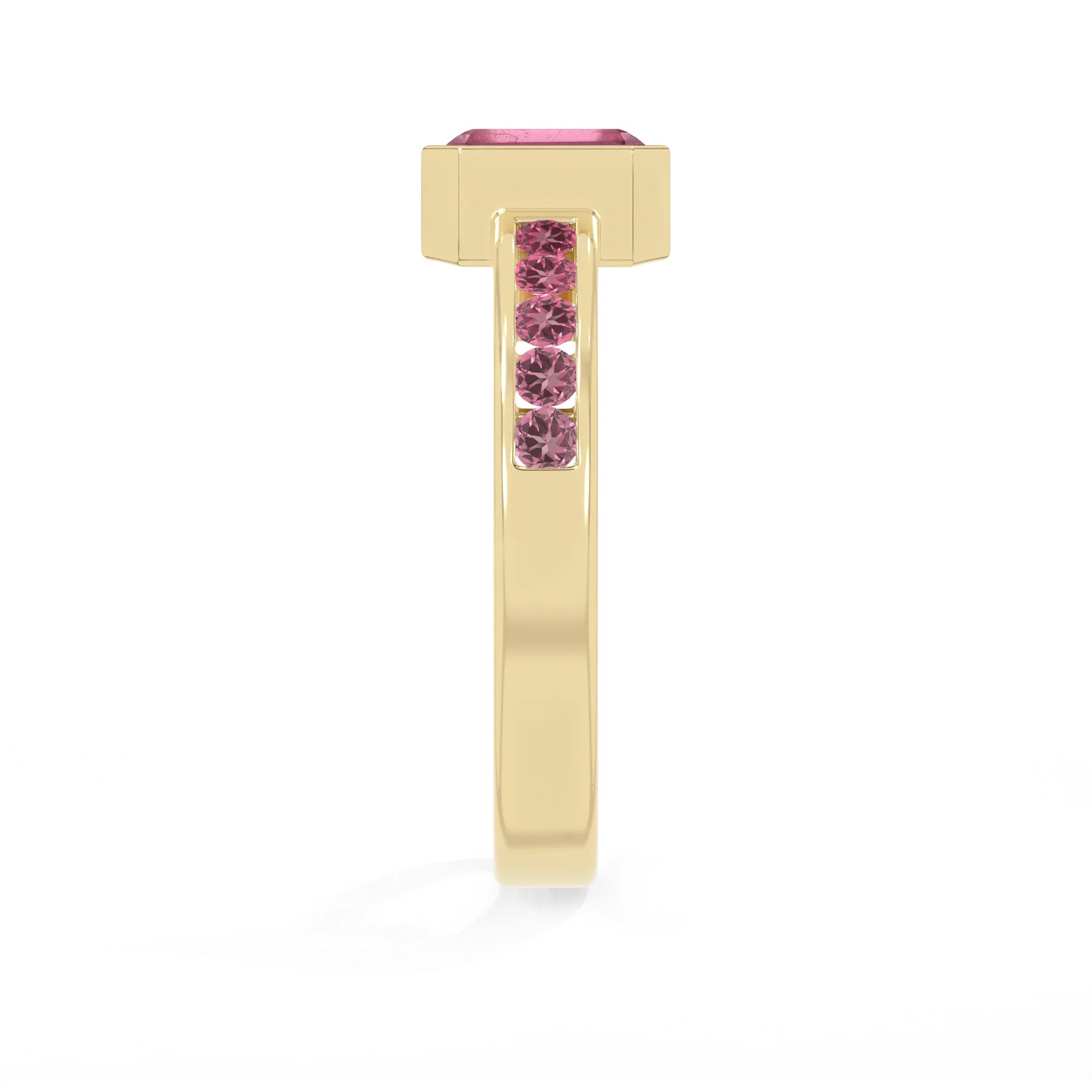 natural pink tourmaline rings for women in 18k yellow gold vermeil
