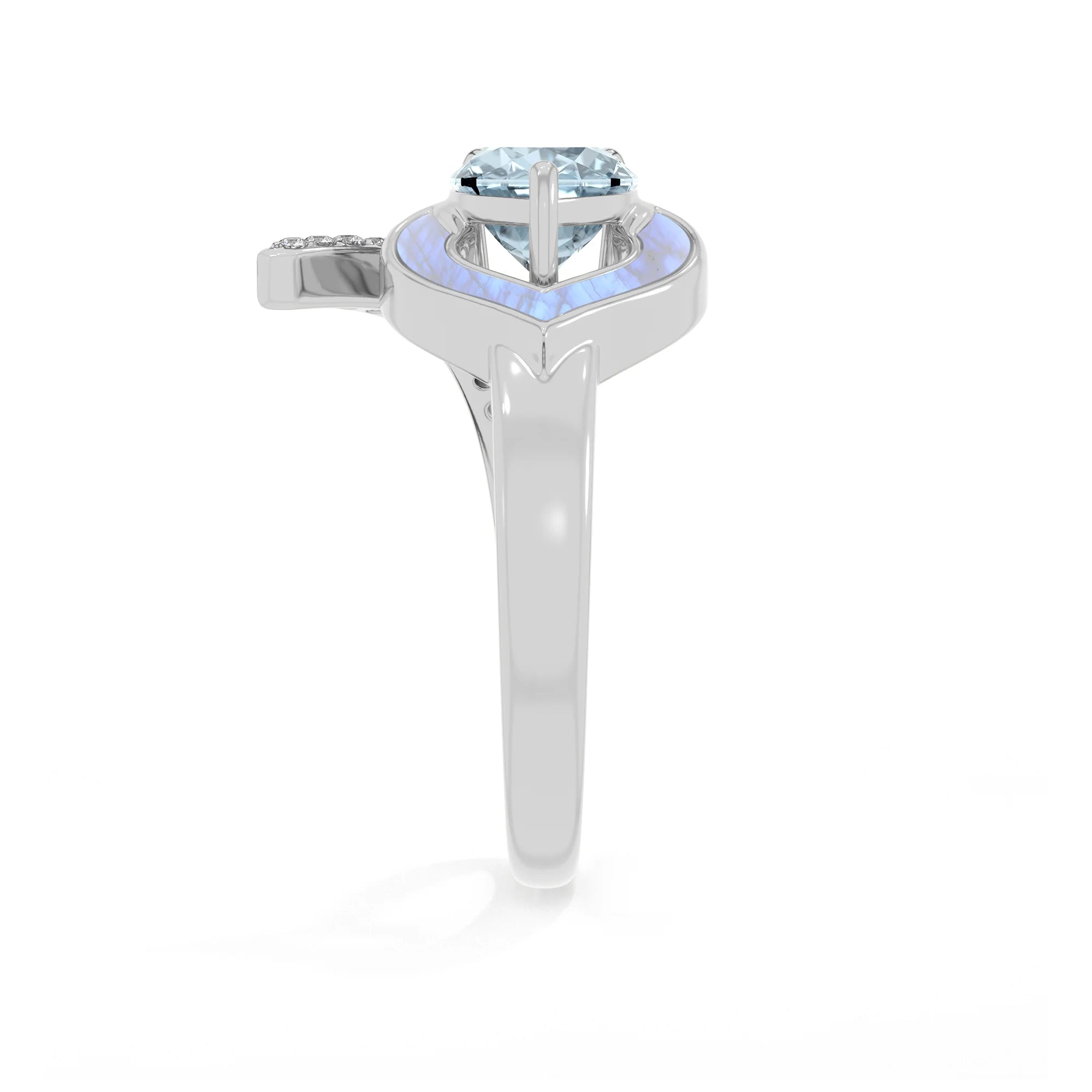 Natural Aquamarine & Rainbow Moonstone Ring