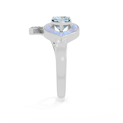 Natural Aquamarine & Rainbow Moonstone Ring