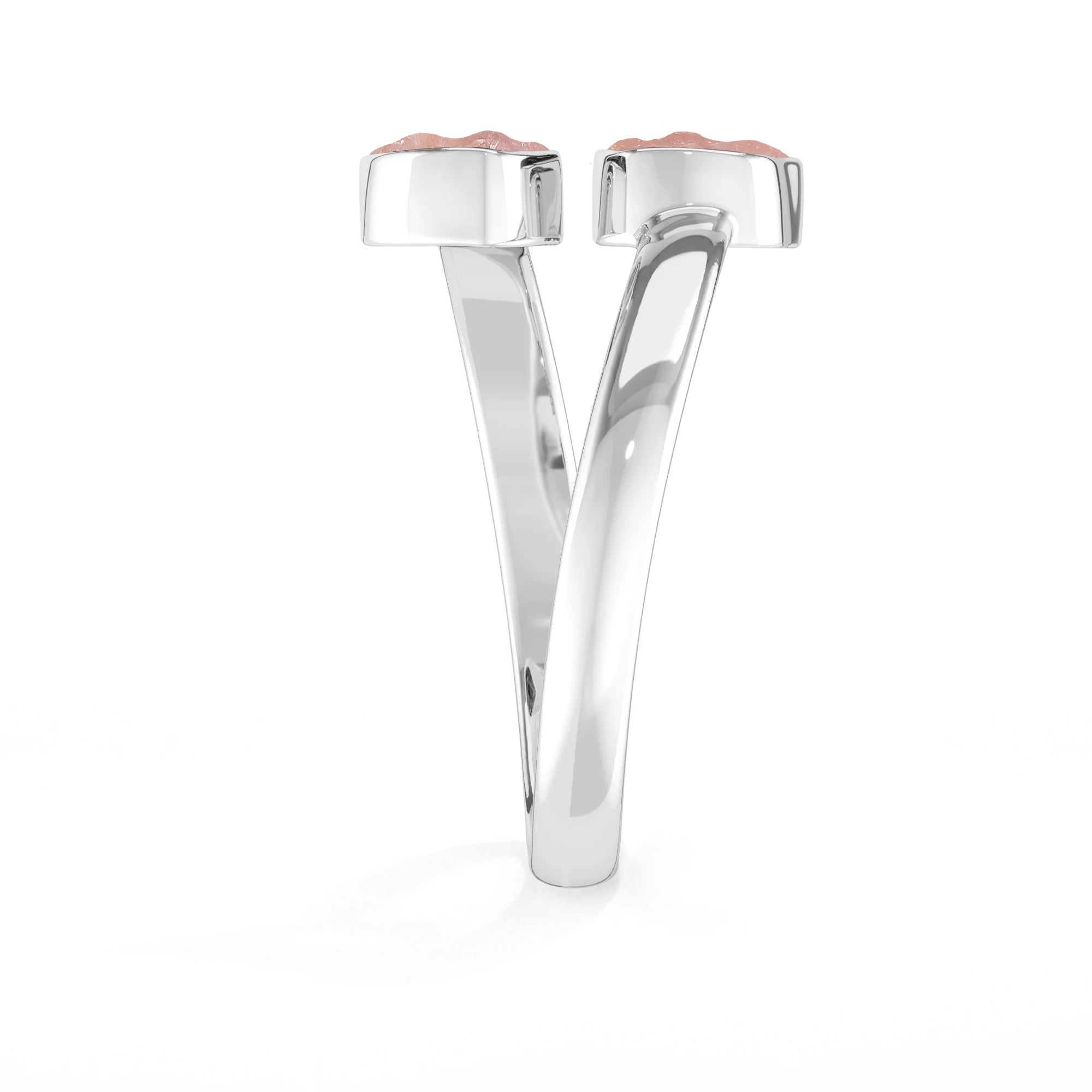 rose quartz stackable bezel-set ring