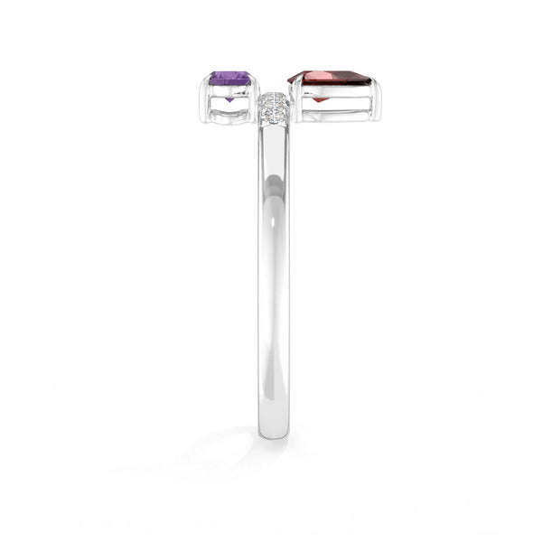 amethyst-red-garnet prong-set ring