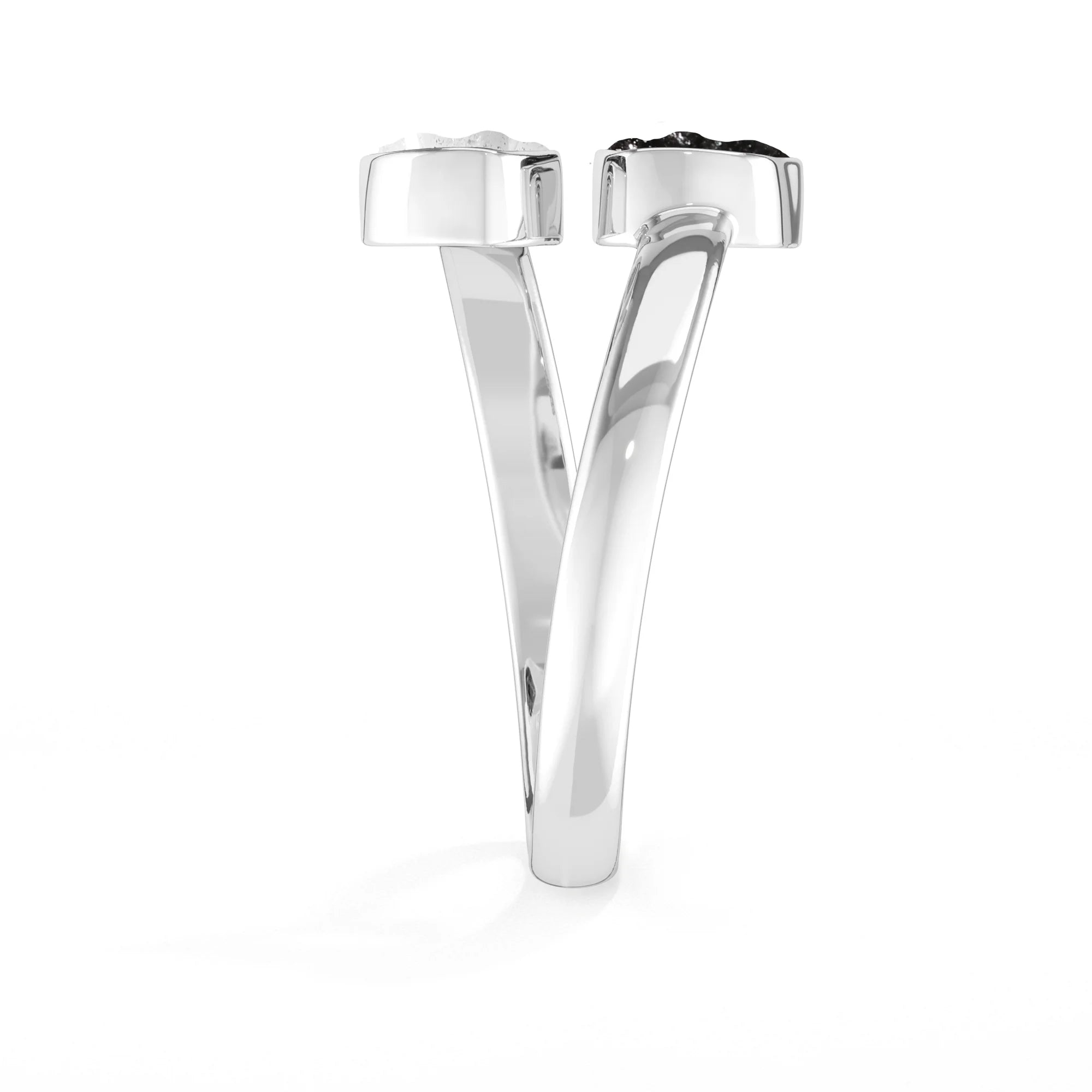 herkimer-black tourmaline bezel-set ring