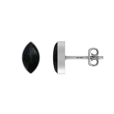 black tourmaline cab earrings