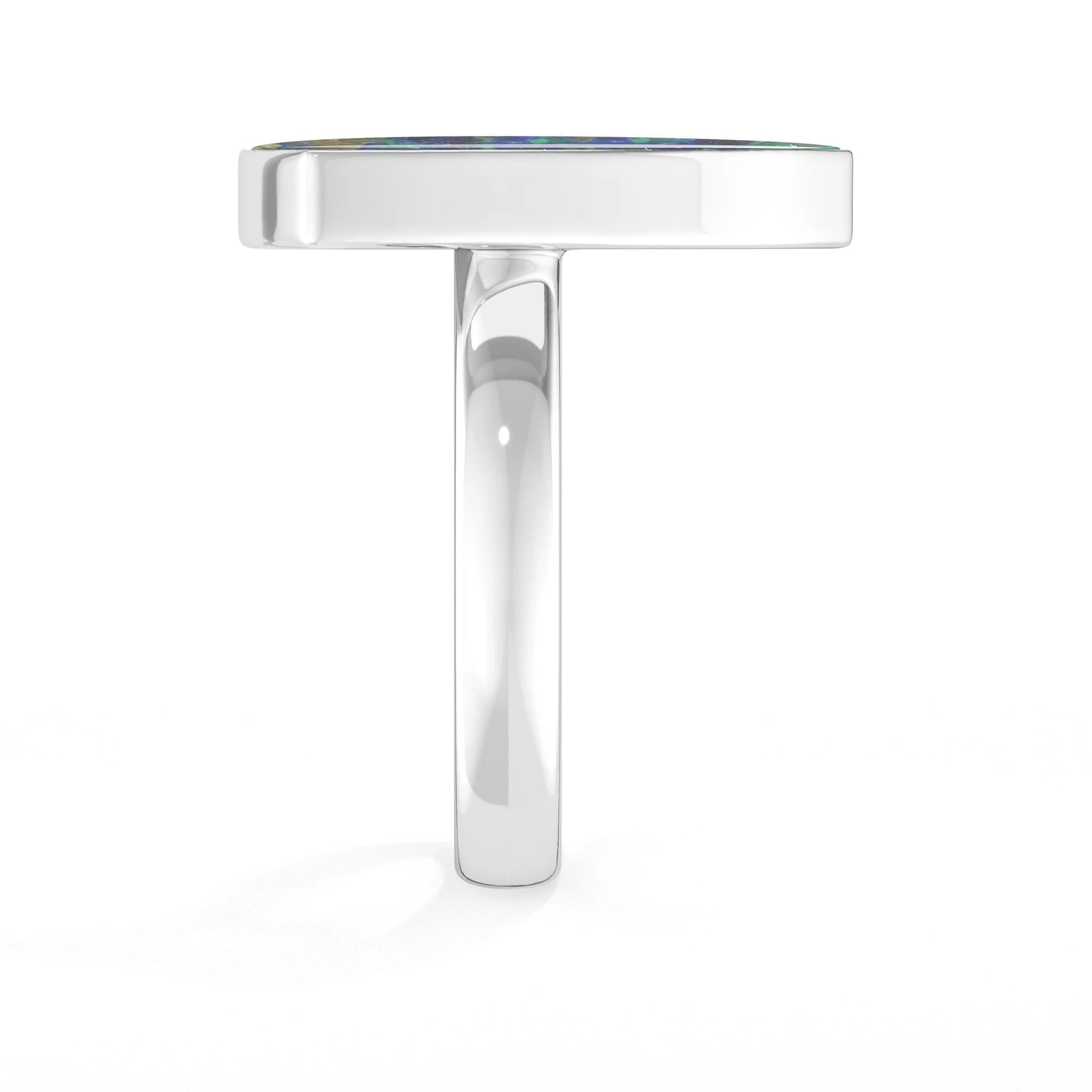 azurite malachite bezel-set ring