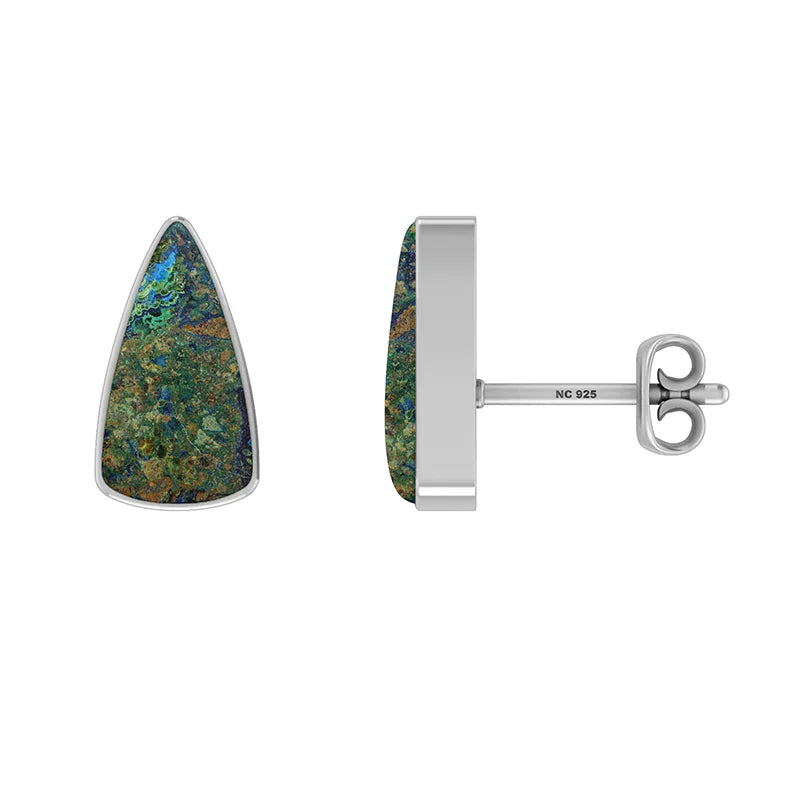 azurite malachite cab earrings