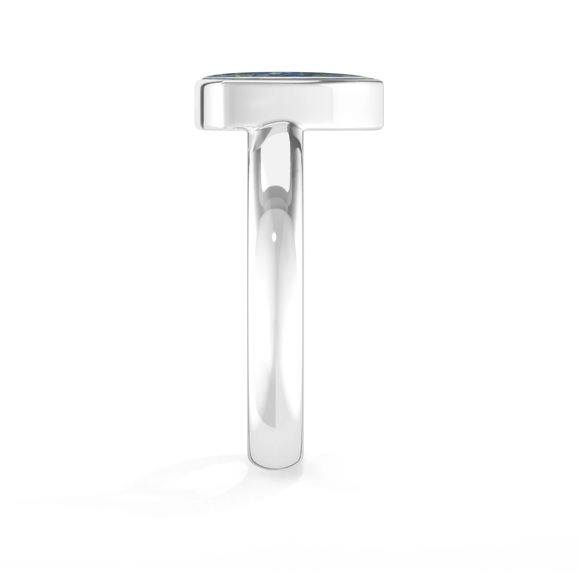 azurite malachite bezel-set ring