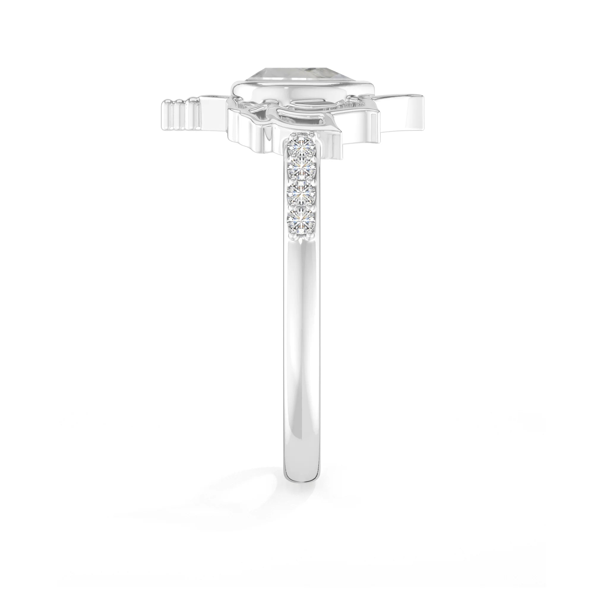 rainbow moonstone bezel-set ring