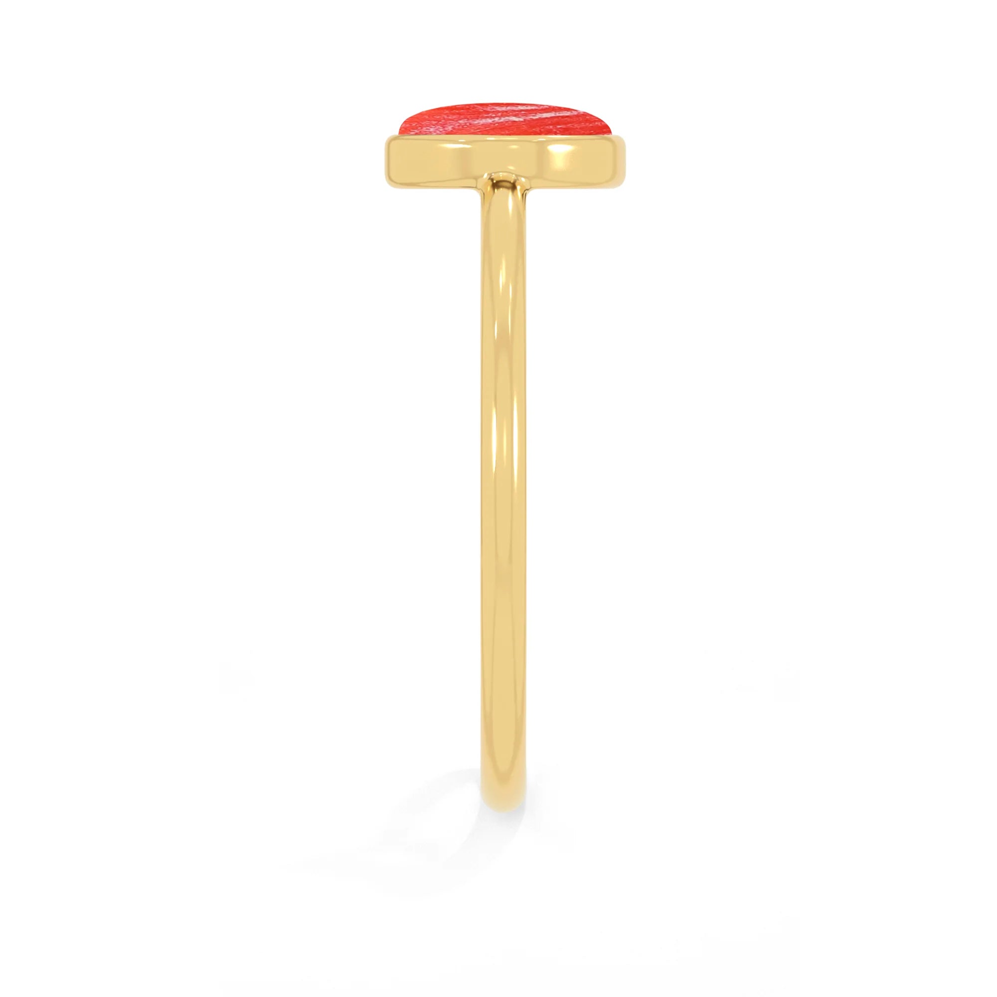 red coral stackable bezel-set ring