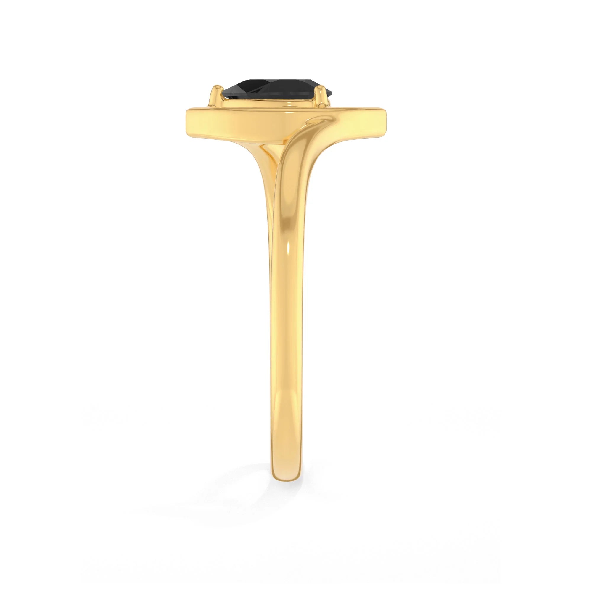 natural black tourmaline ring for women in 18k gold vermeil