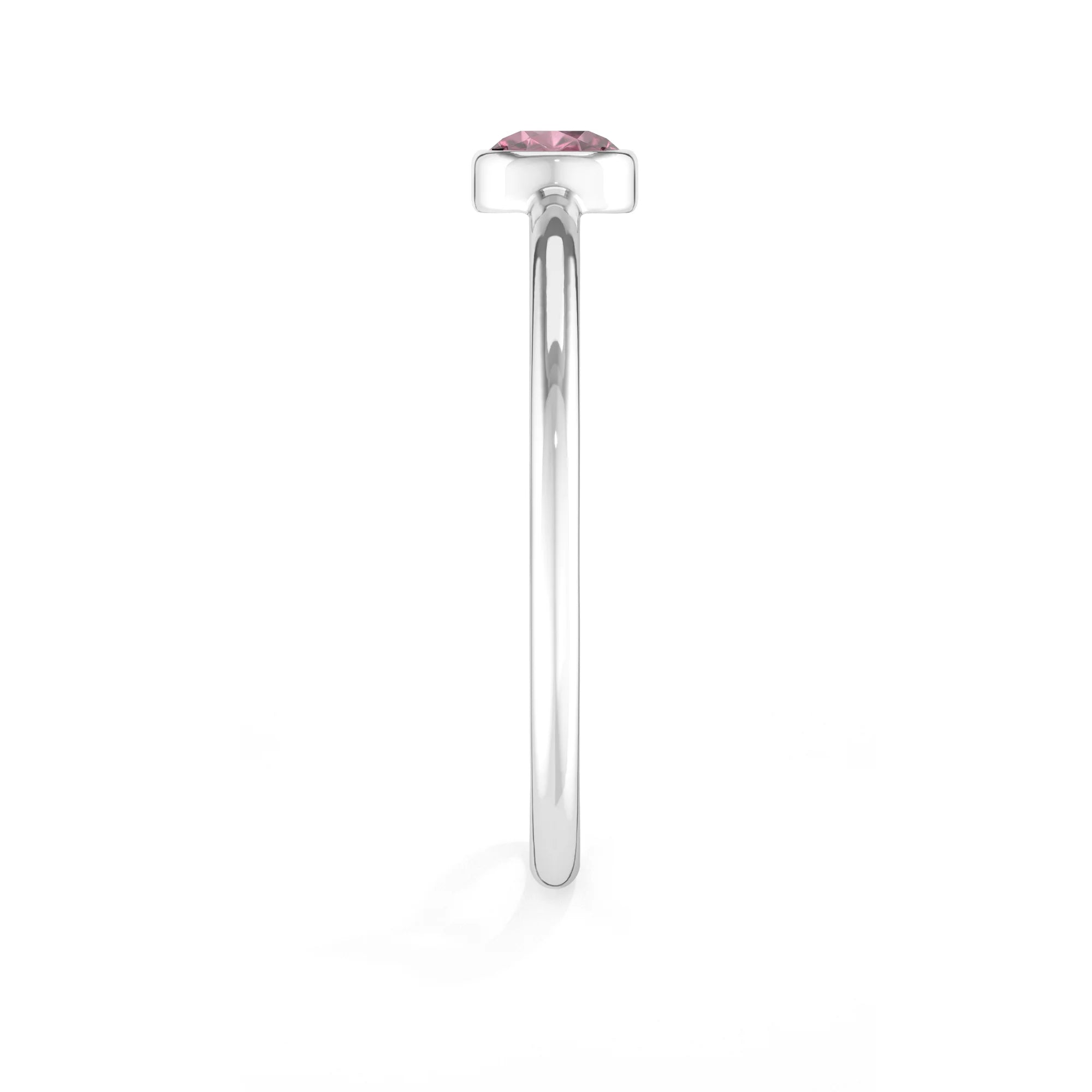 pink tourmaline stackable bezel-set ring