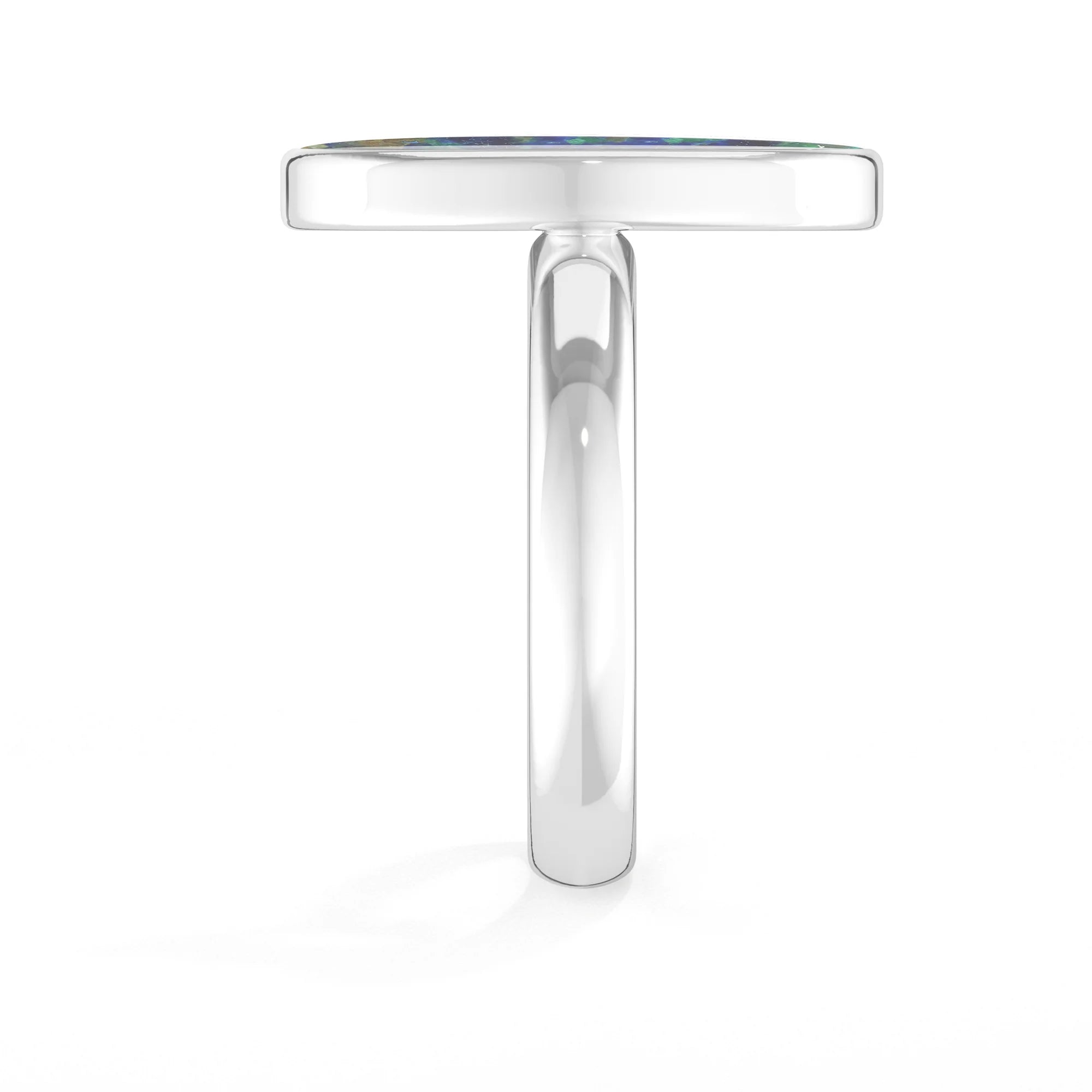 azurite malachite bezel-set ring