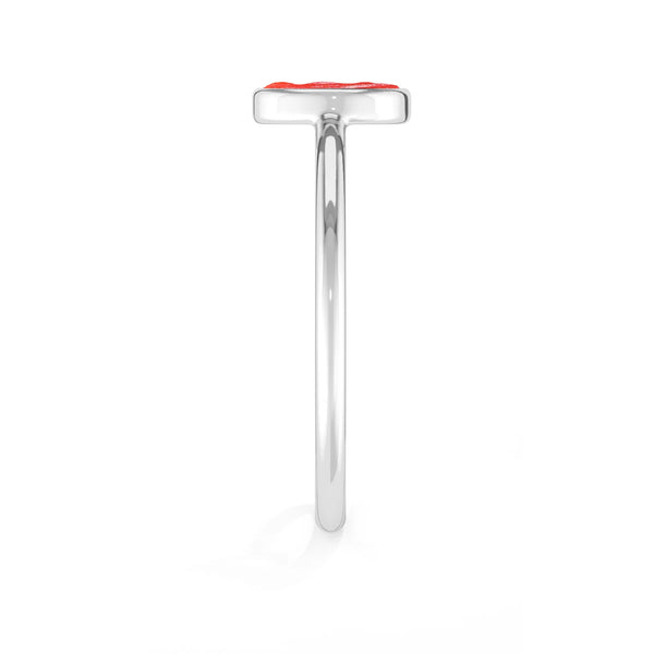 red coral stackable bezel-set ring