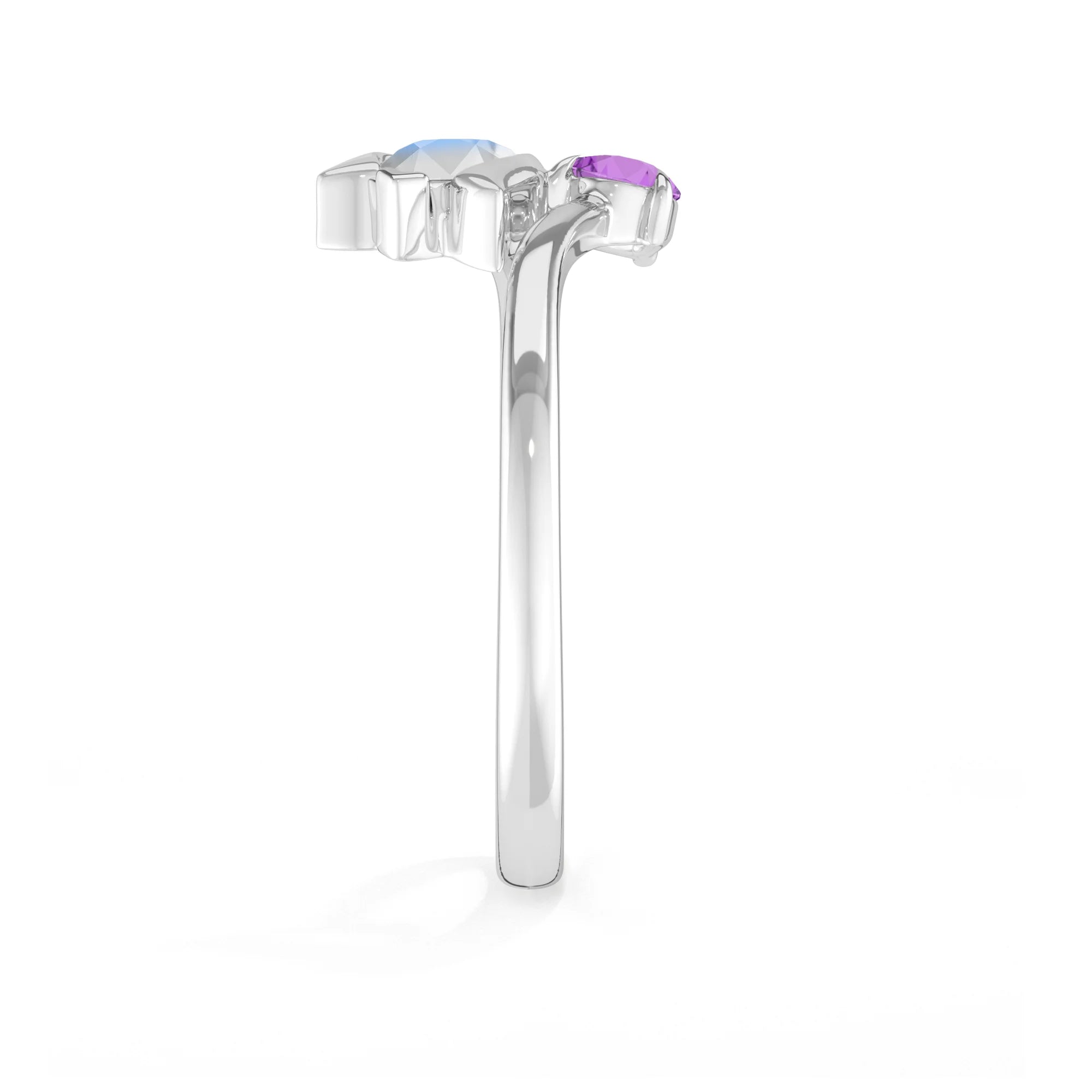 rainbow moonstone & amethyst ring
