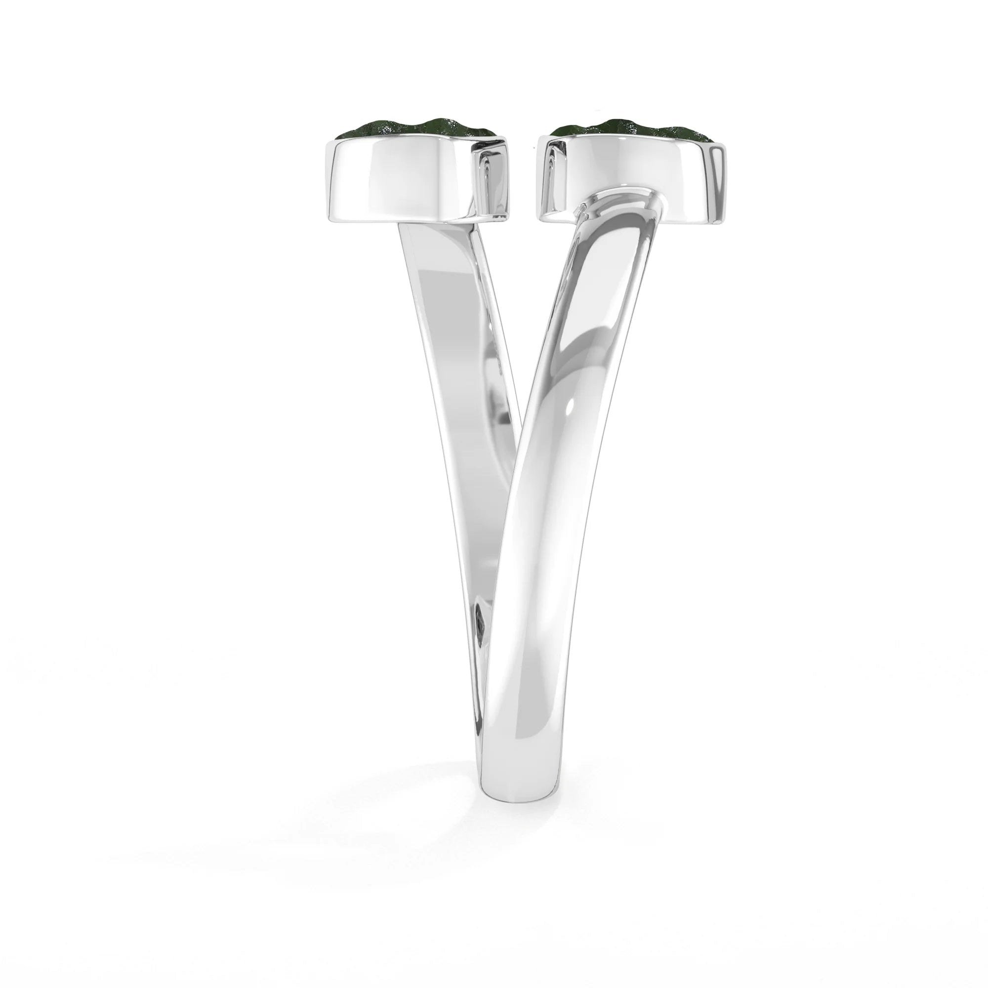 moldavite stackable bezel-set ring