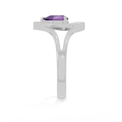 natural amethyst ring for women in sterling silver