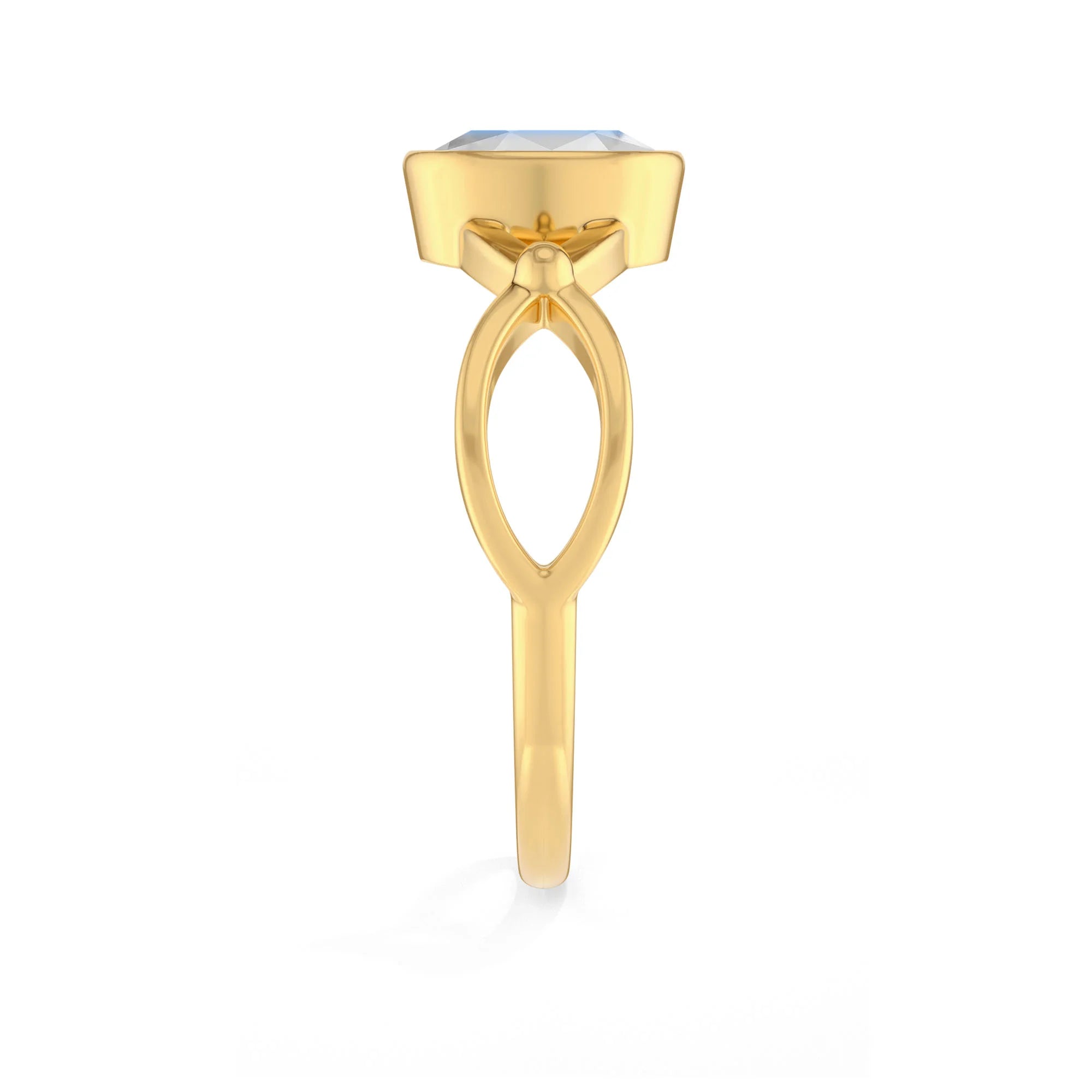 rainbow-moonstone bezel-set ring