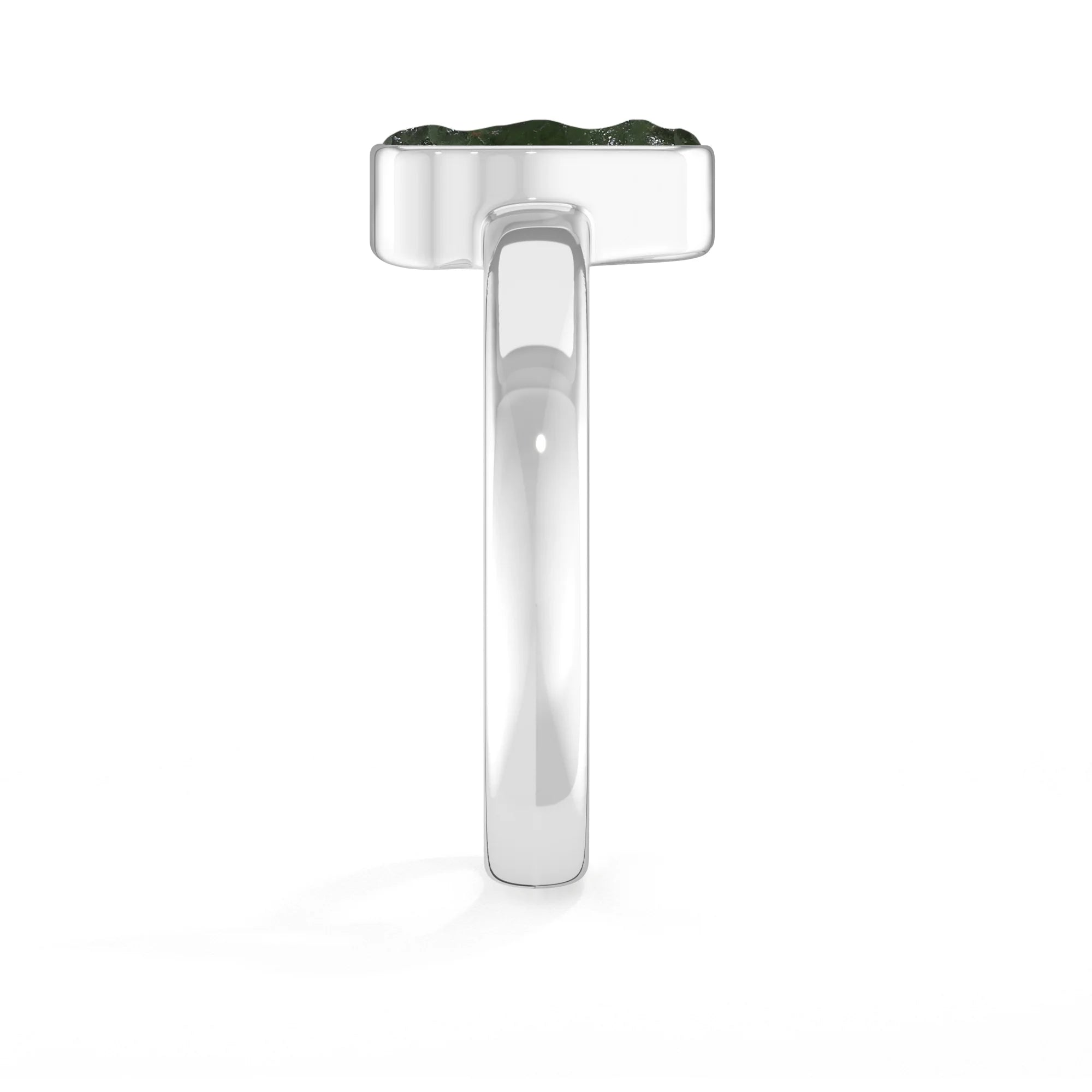 moldavite bezel-set ring