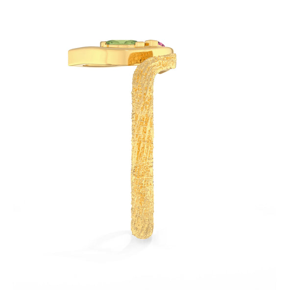 peridot-pink tourmaline prong-set ring