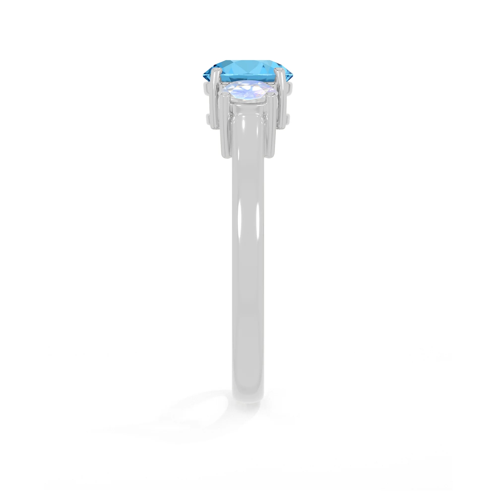 natural swiss blue topaz ring for women in sterling silver