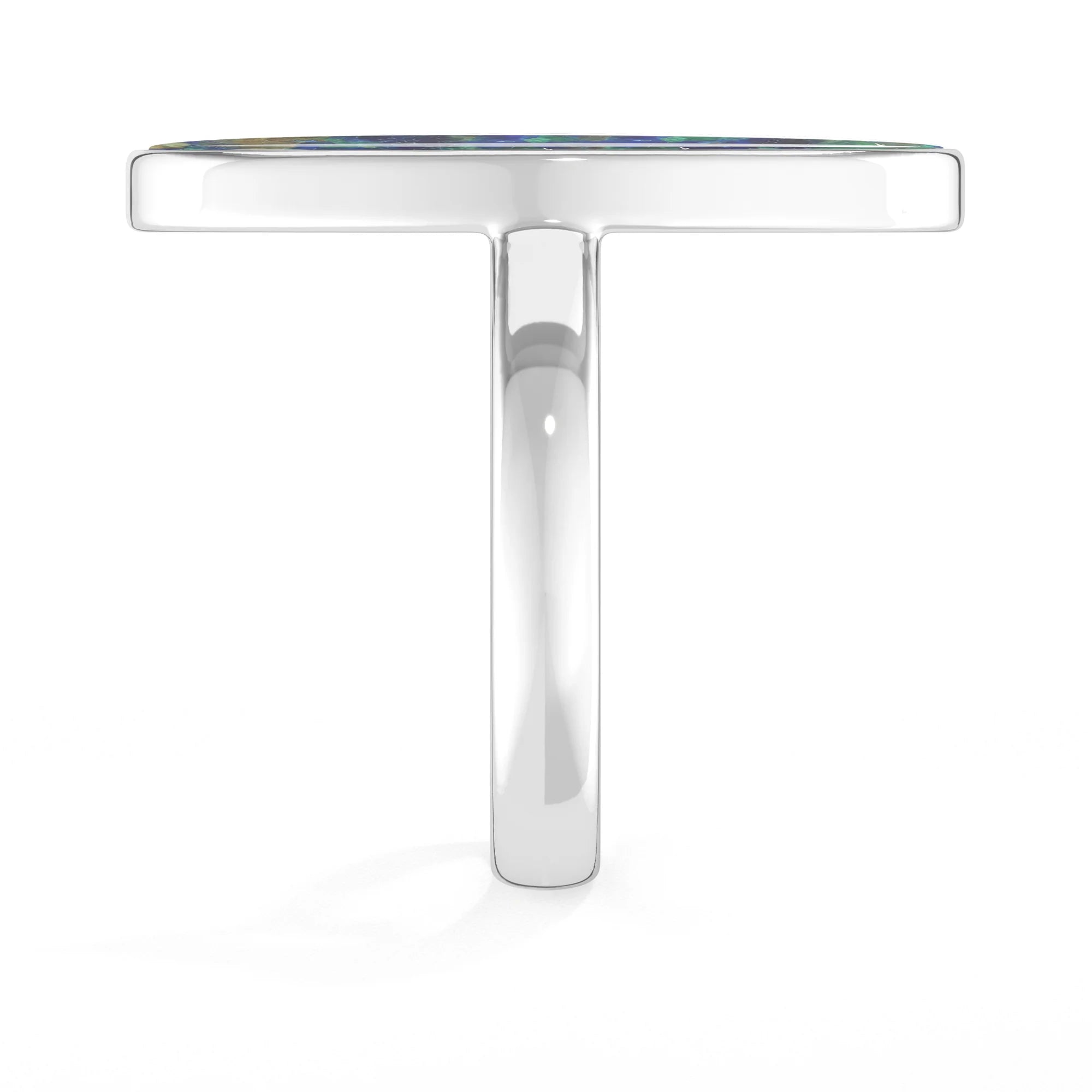 azurite malachite bezel-set ring