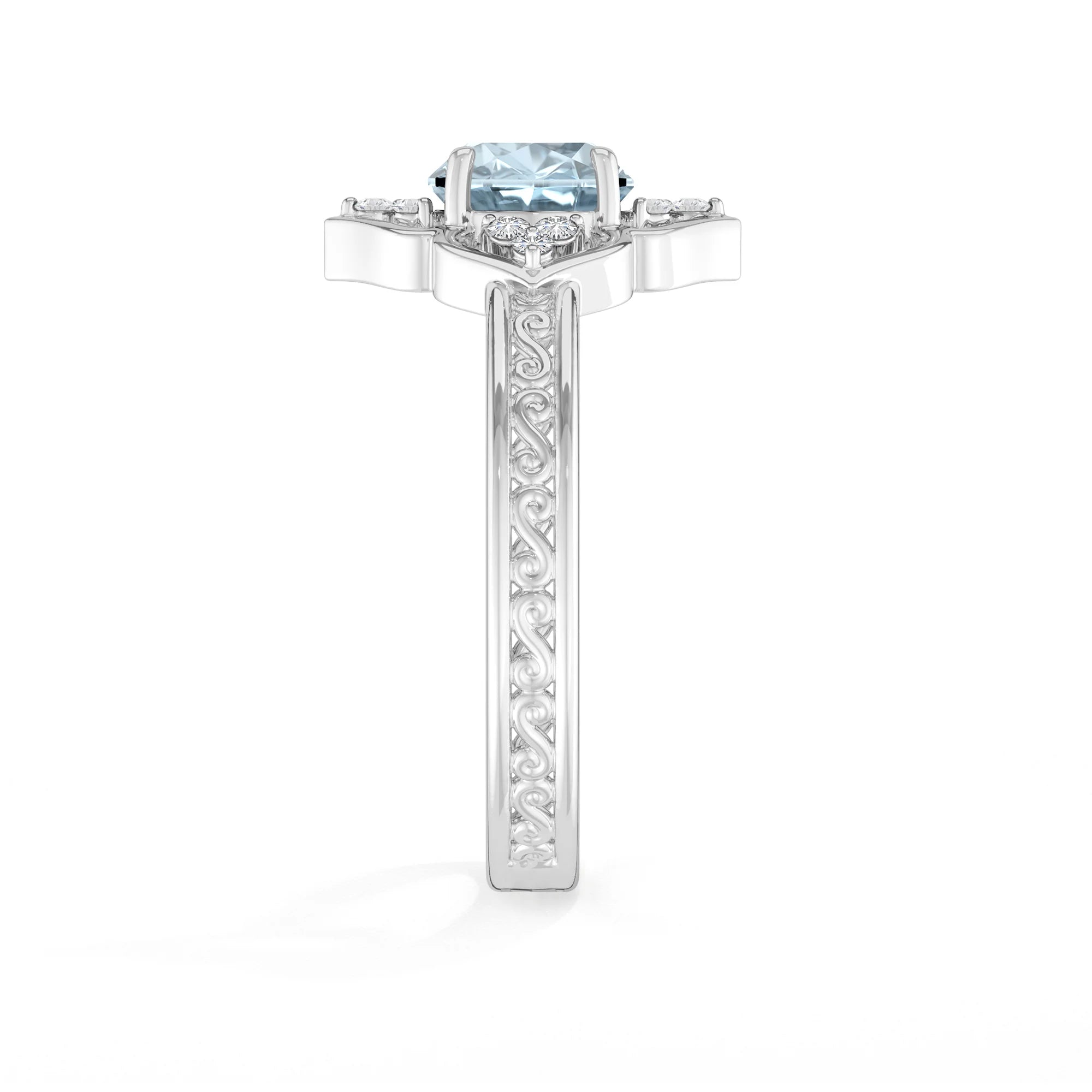 aquamarine prong set ring
