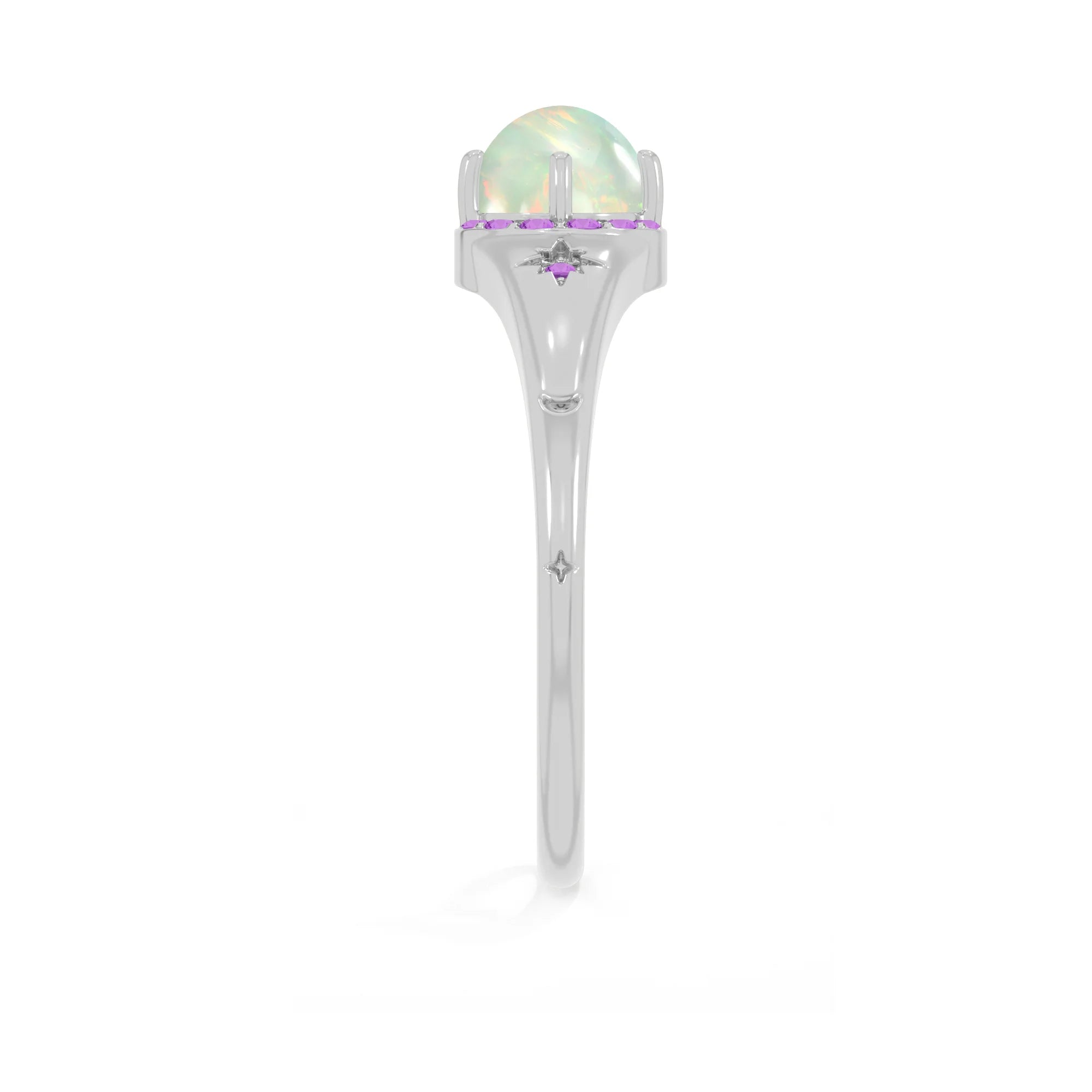 ethiopian-opal-amethyst prong-set ring