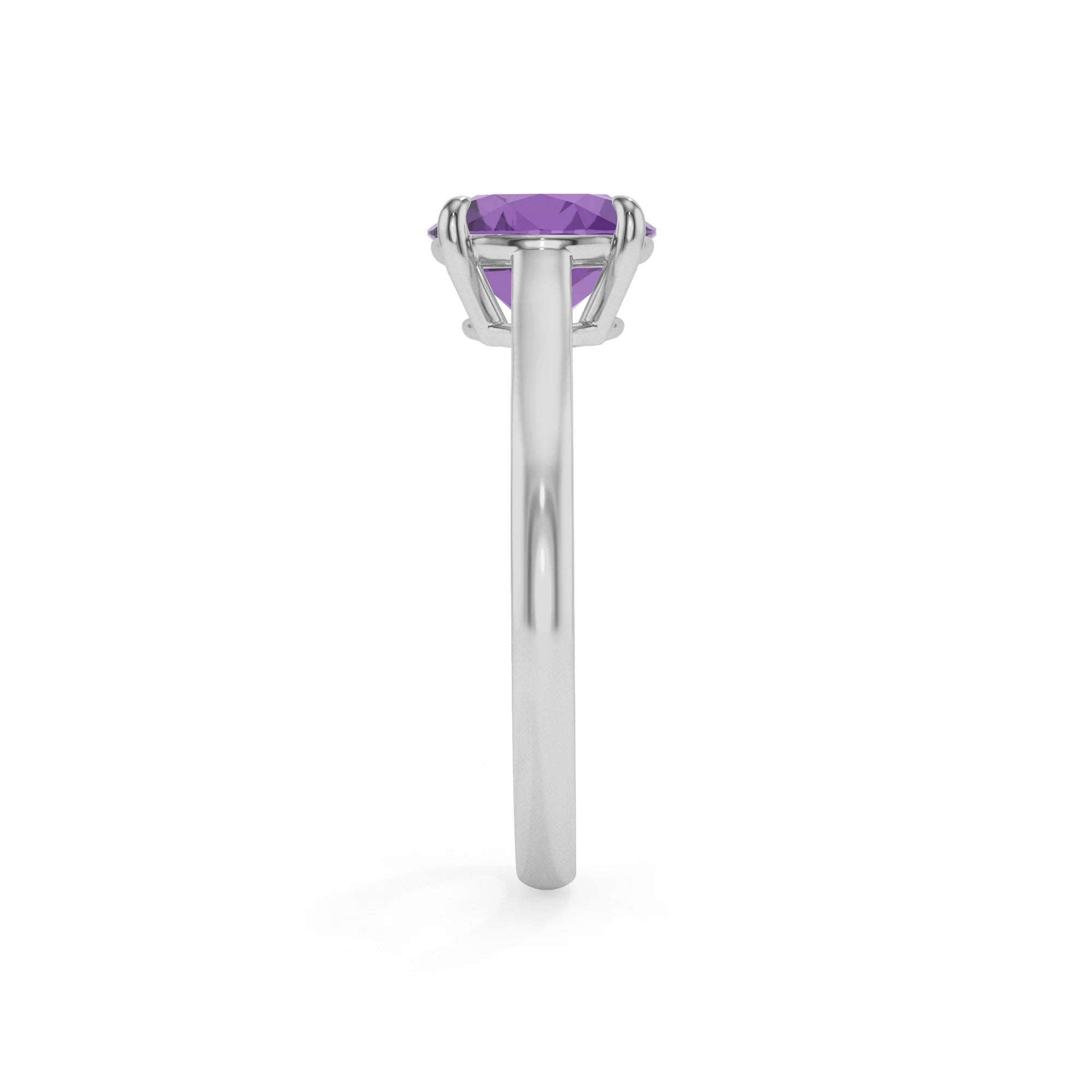 Natural Amethyst Round Solitaire Engagement Rings