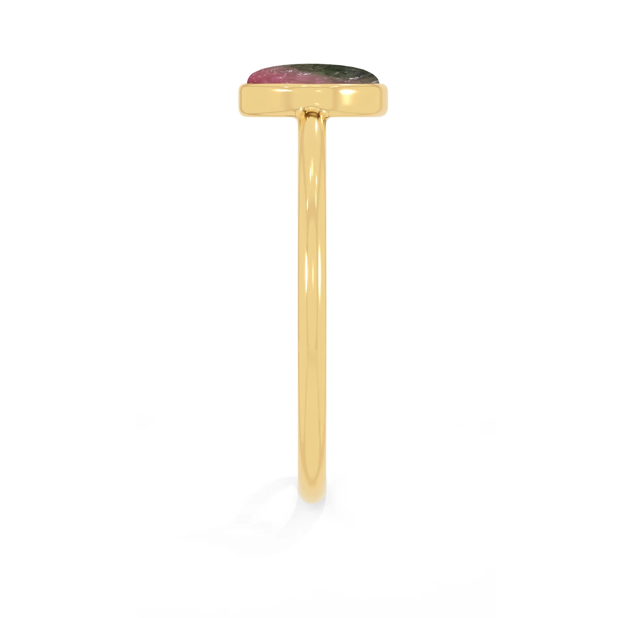 watermelon tourmaline stackable bezel-set ring