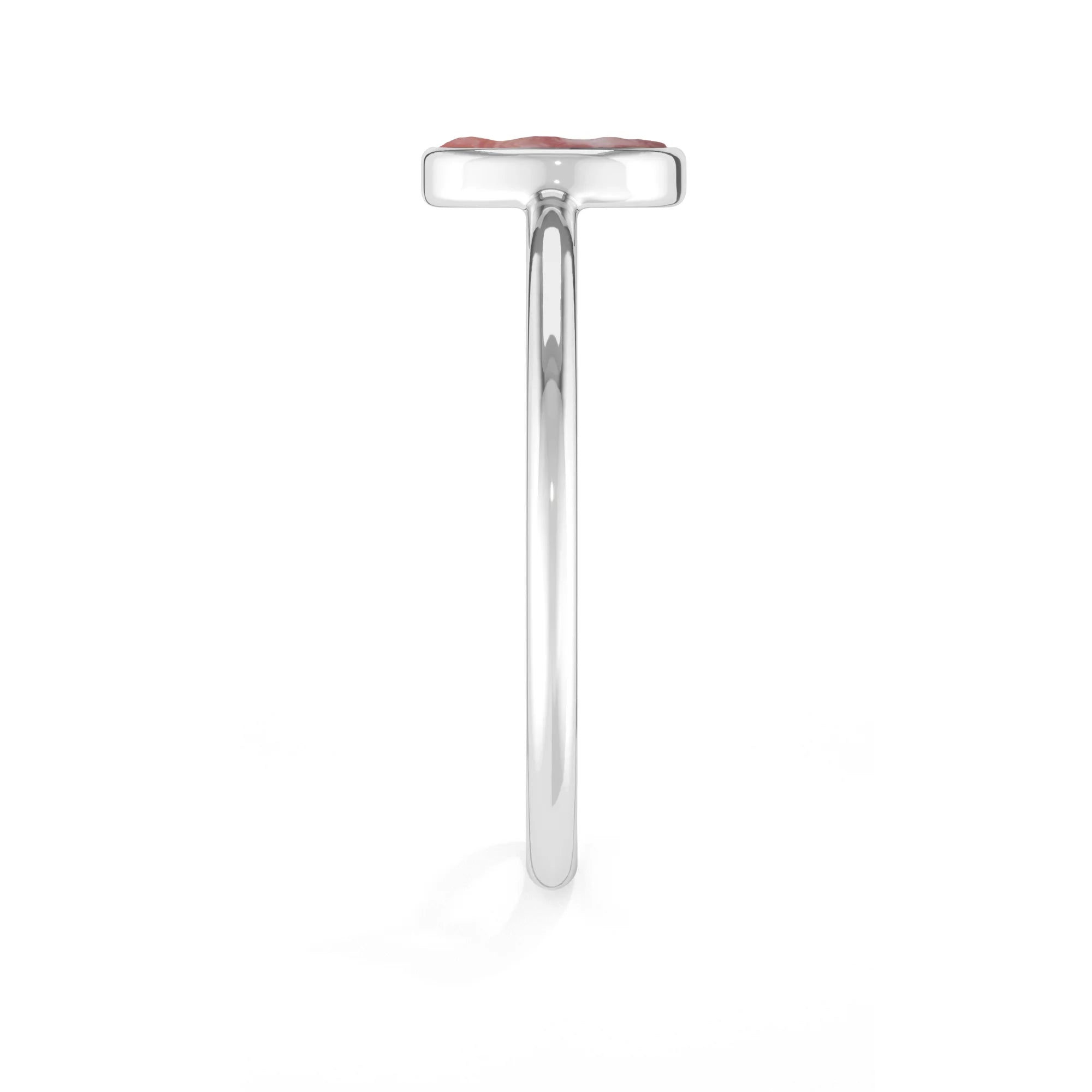 rhodochrosite stackable bezel-set ring