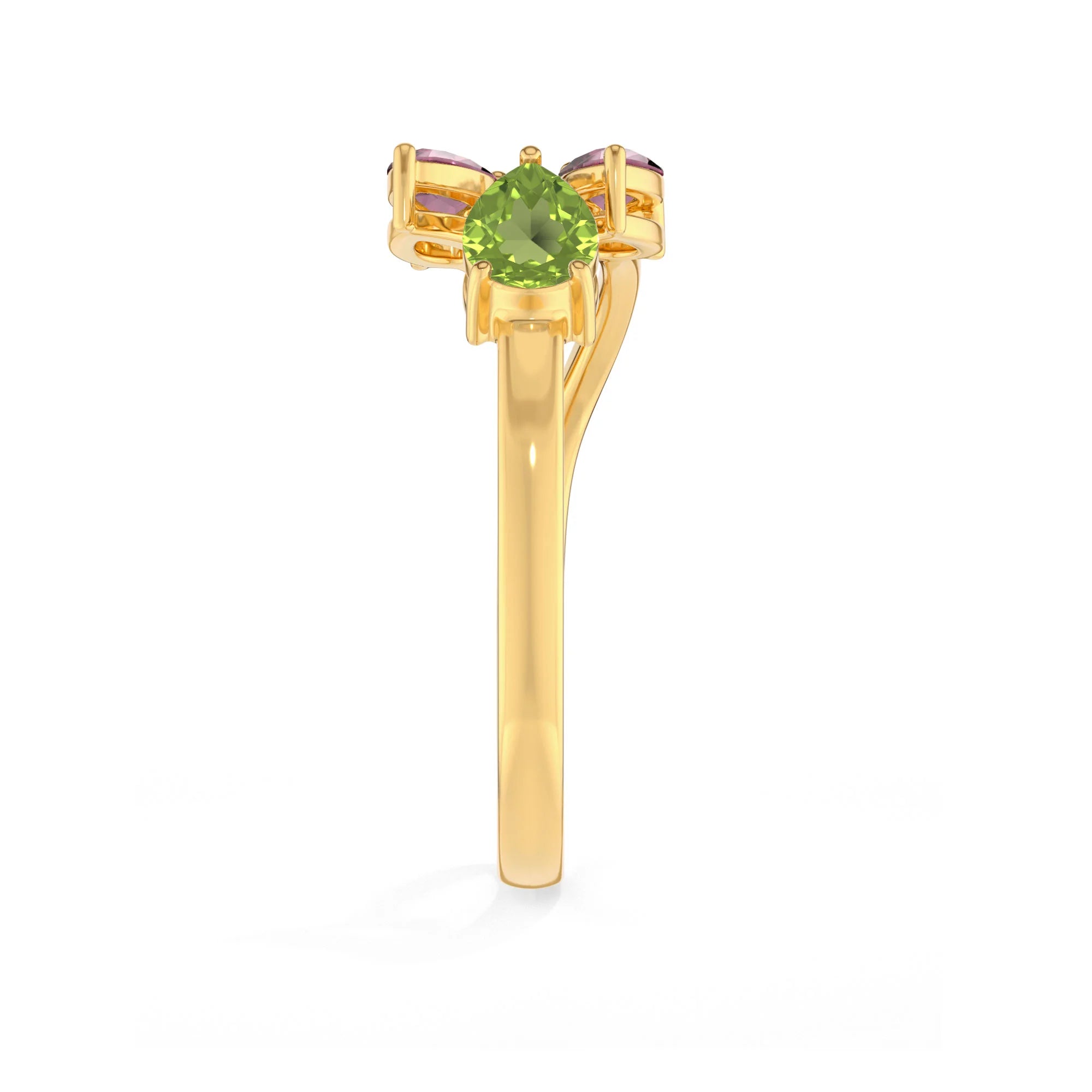 natural peridot & pink tourmaline ring