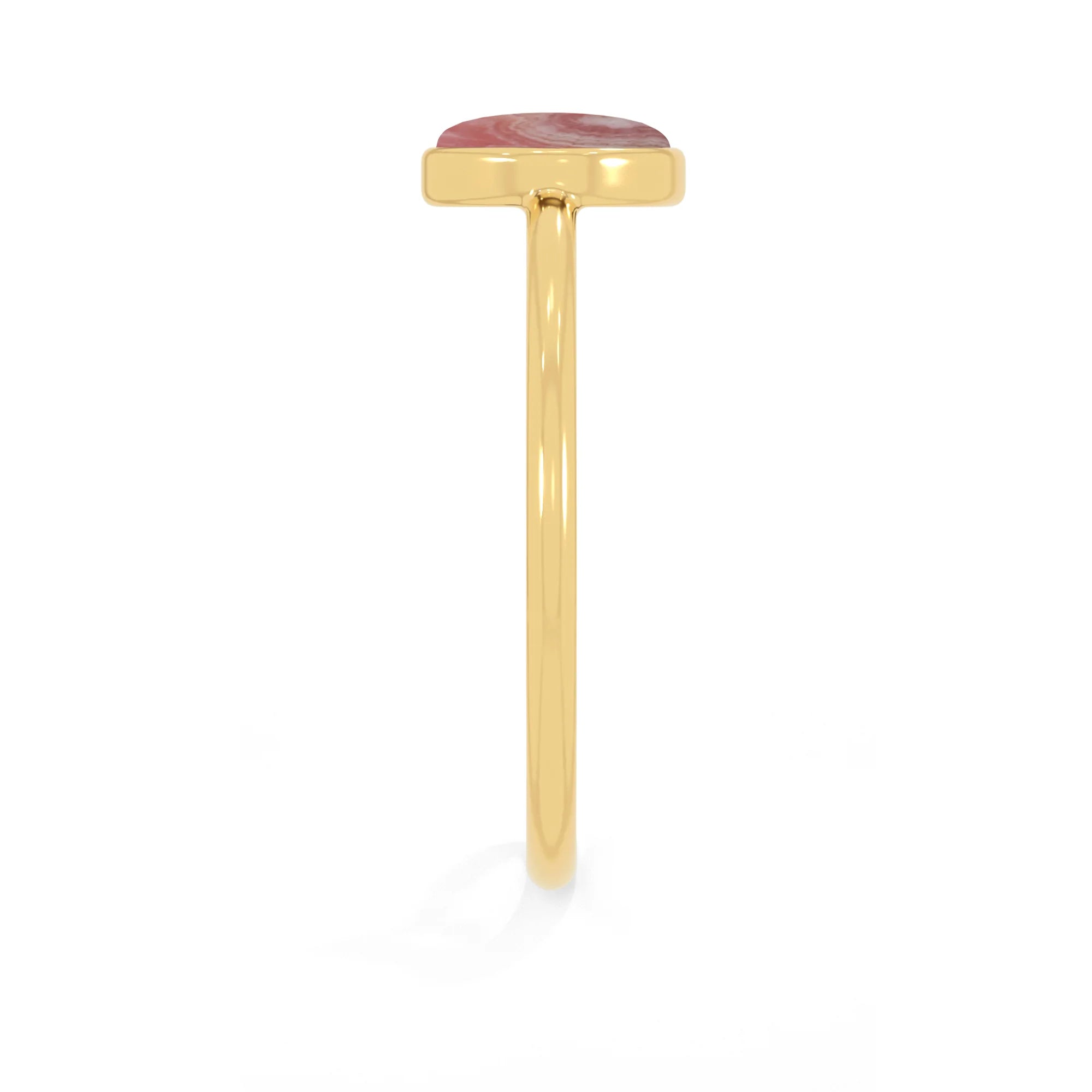 rhodochrosite stackable bezel-set ring