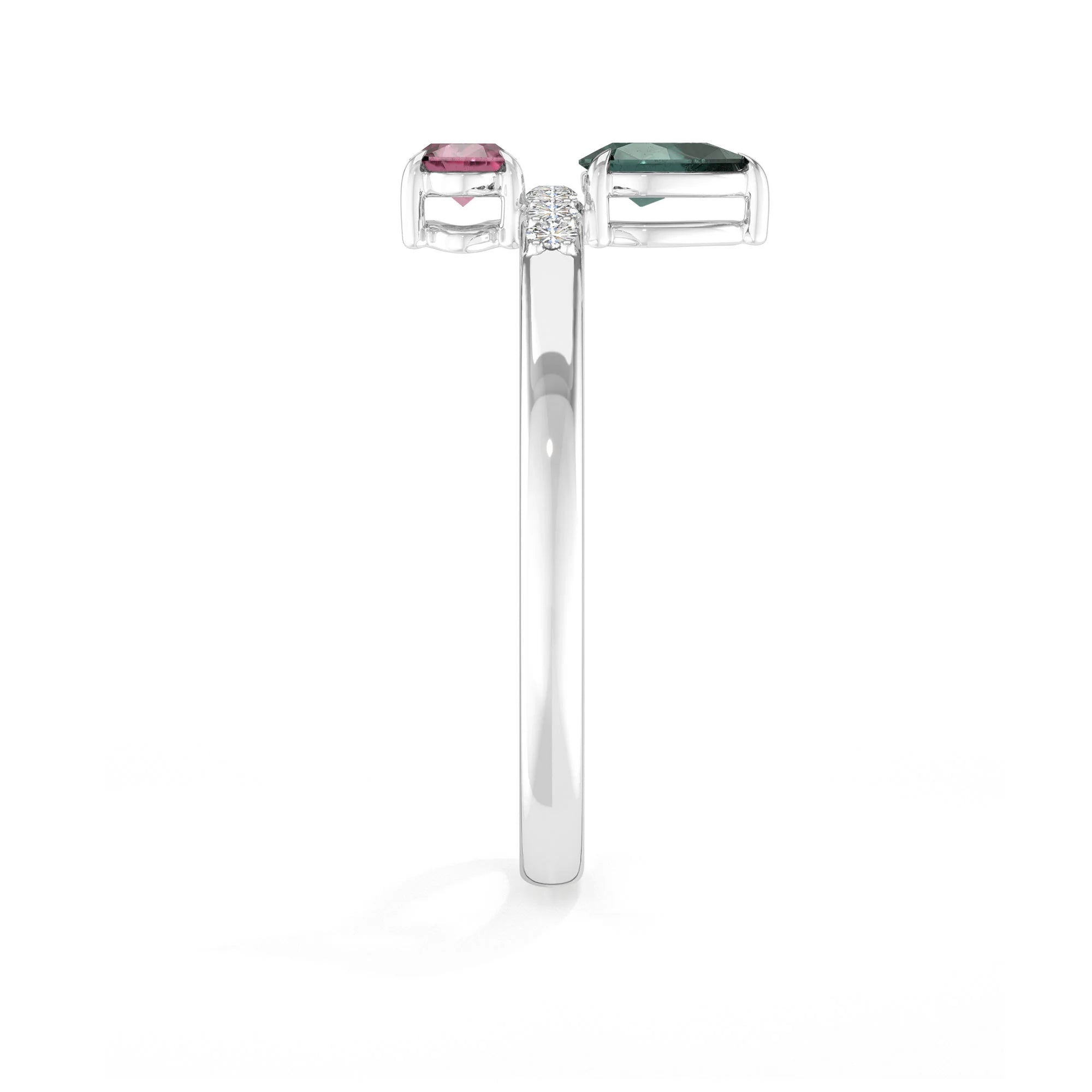 pink-tourmaline-green-tourmaline prong-set ring